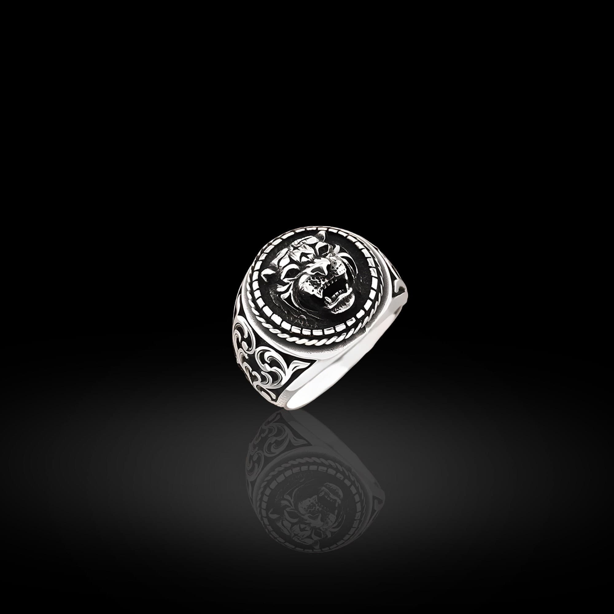 Sterling Silver Tiger Ring: Asian Biker Jewelry