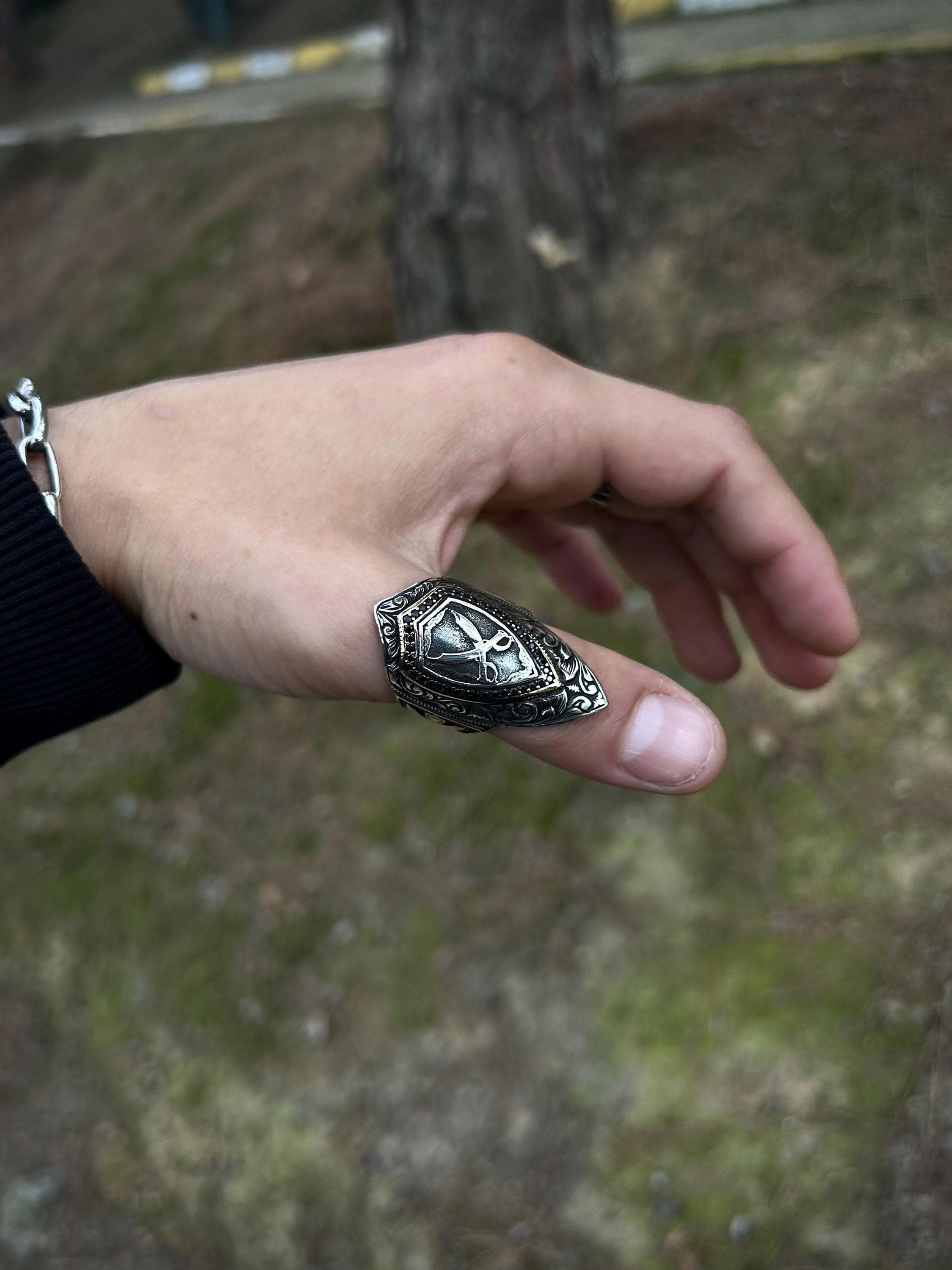 Zulfiqar Sword Thumb Ring 925K Silver, Mens Imam Ali Shia Thumb Ring Sterling Silver, Gift For Shia Men,  Thumb Sword Ring Men
