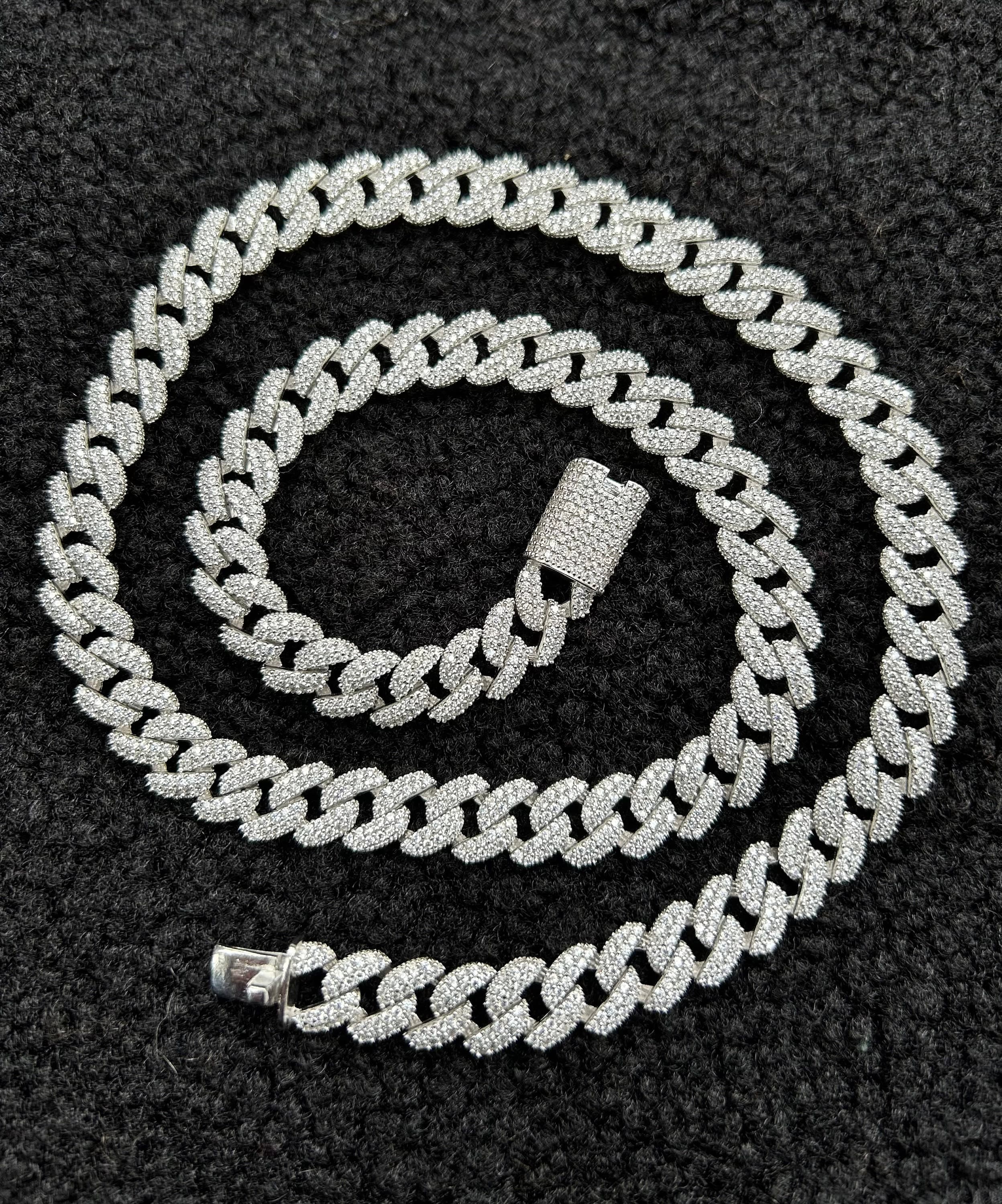 Iced Out Miami Cuban Chain: 925 Sterling Silver Drippy Link - image 3