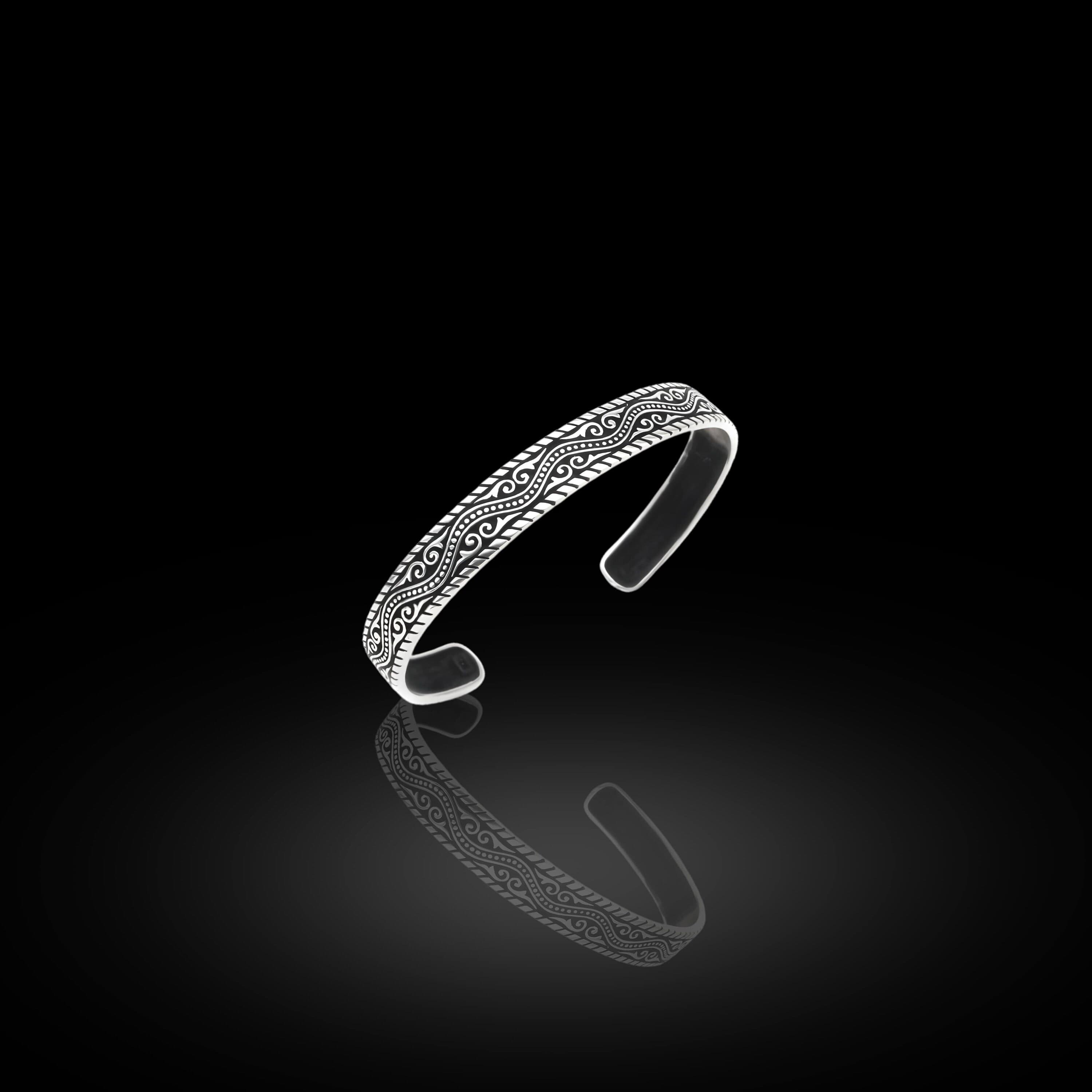 Mens 925 Silver Cuff Bracelet: Patterned Heavy Jewelry - image 3