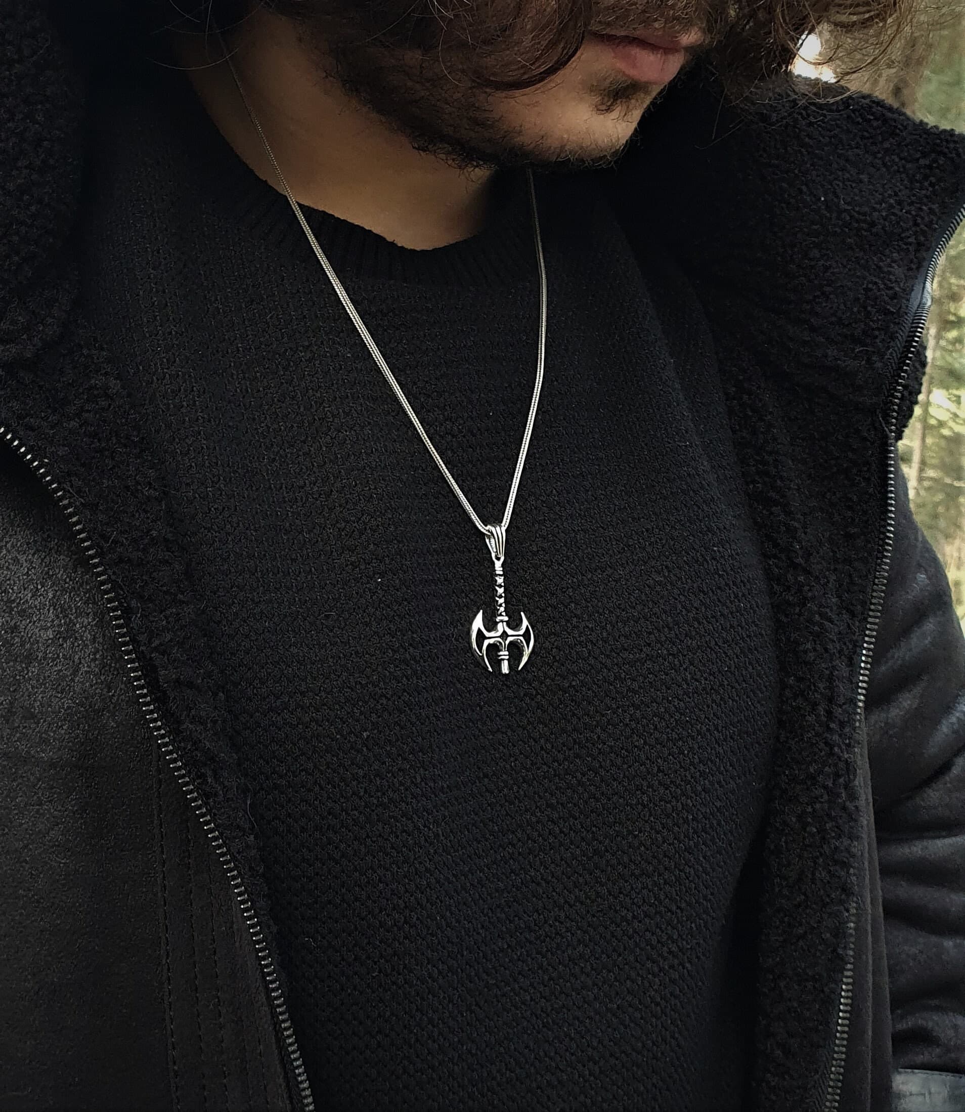 Sterling Silver Axe Necklace: Viking Scandinavian Jewelry Gift