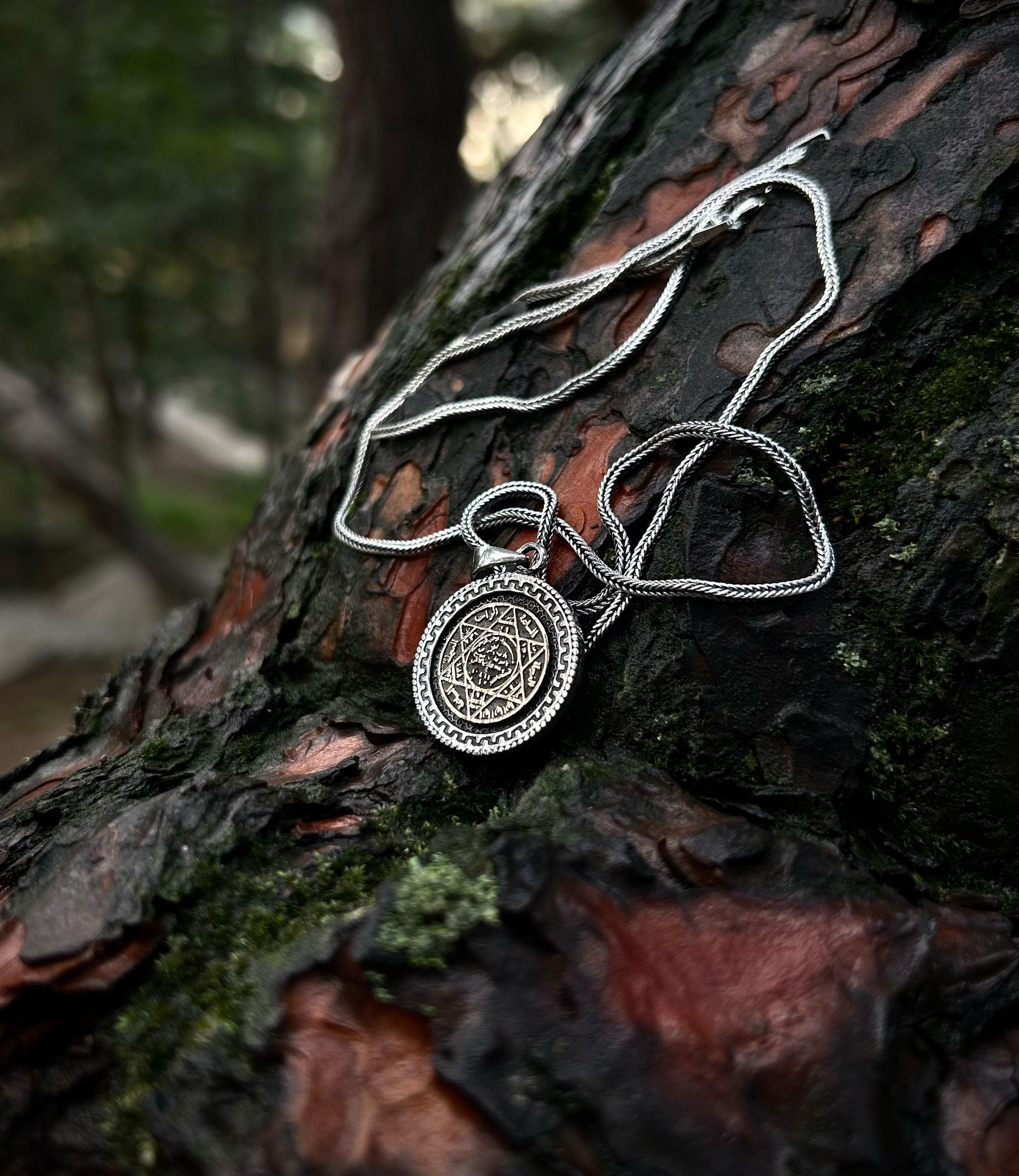 Solomon Hexagram Amulet Necklace in 925 Sterling Silver, Protection Pendant