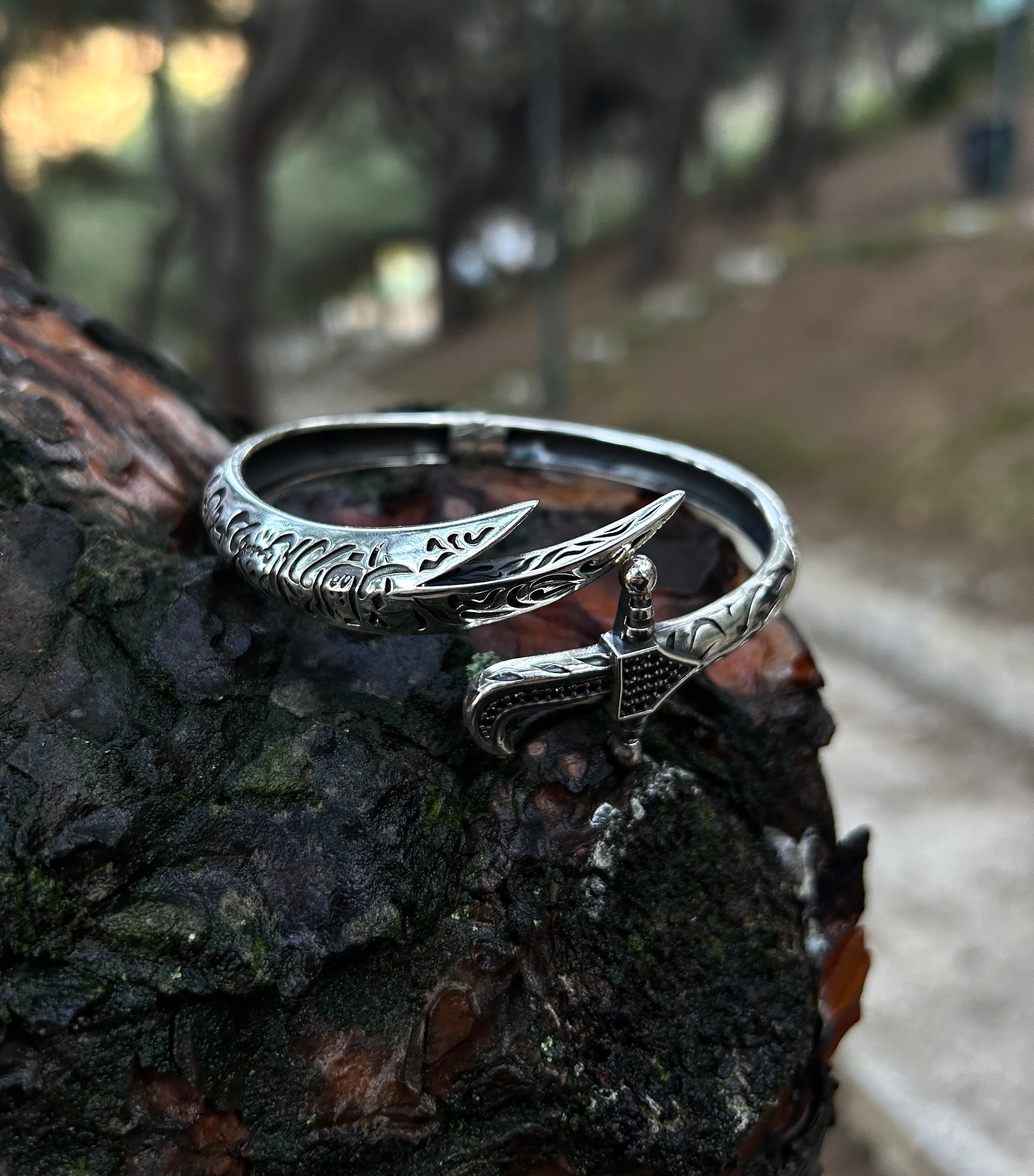 Hz. Ali's Zulfiqar Sword Bracelet: 925 Sterling Silver Engraved Cuff for Men - image 3