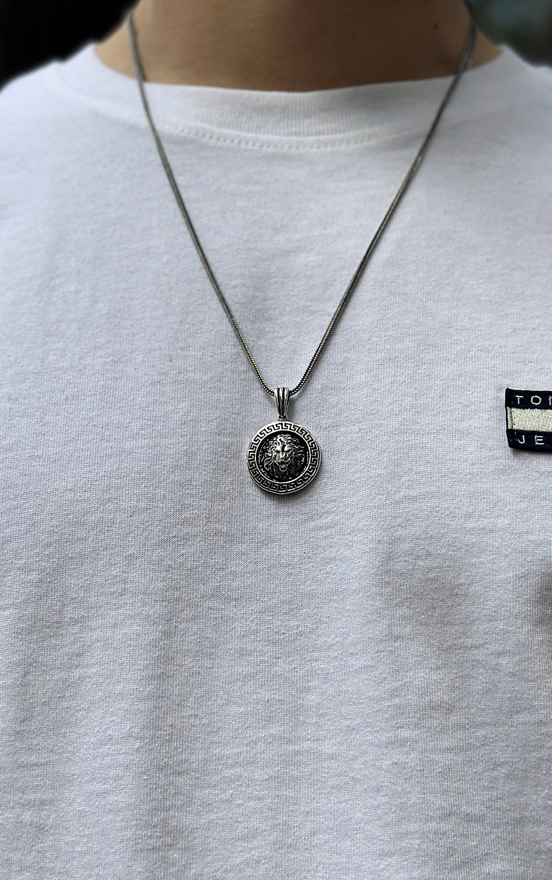 925 Sterling Silver Lion Medallion Necklace