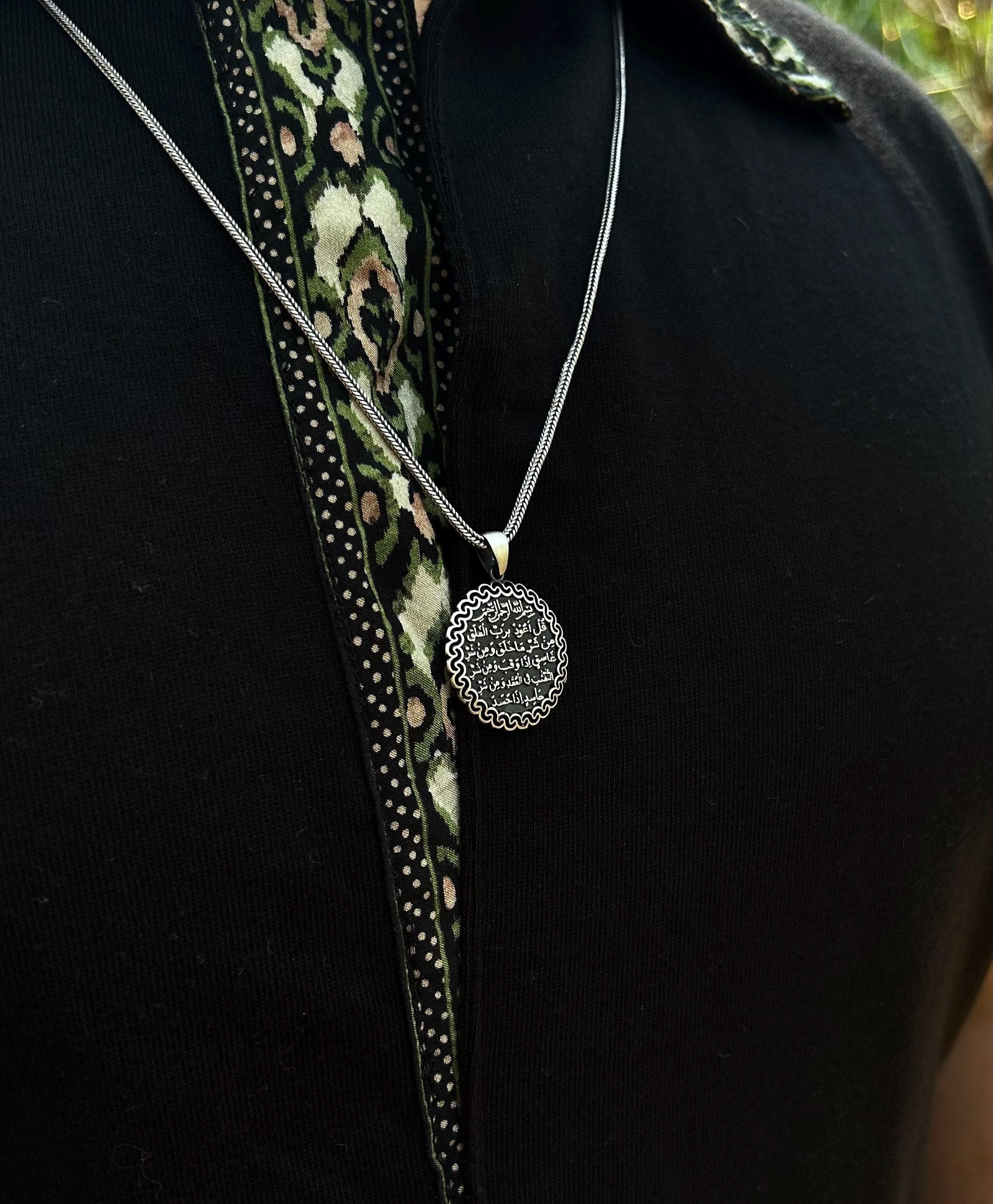 Nas Felak Prayer Necklace 925 Sterling Silver, Prayer necklace protecting from jinn, Necklace Gift For Muslims, Prayer Protecting From Evil