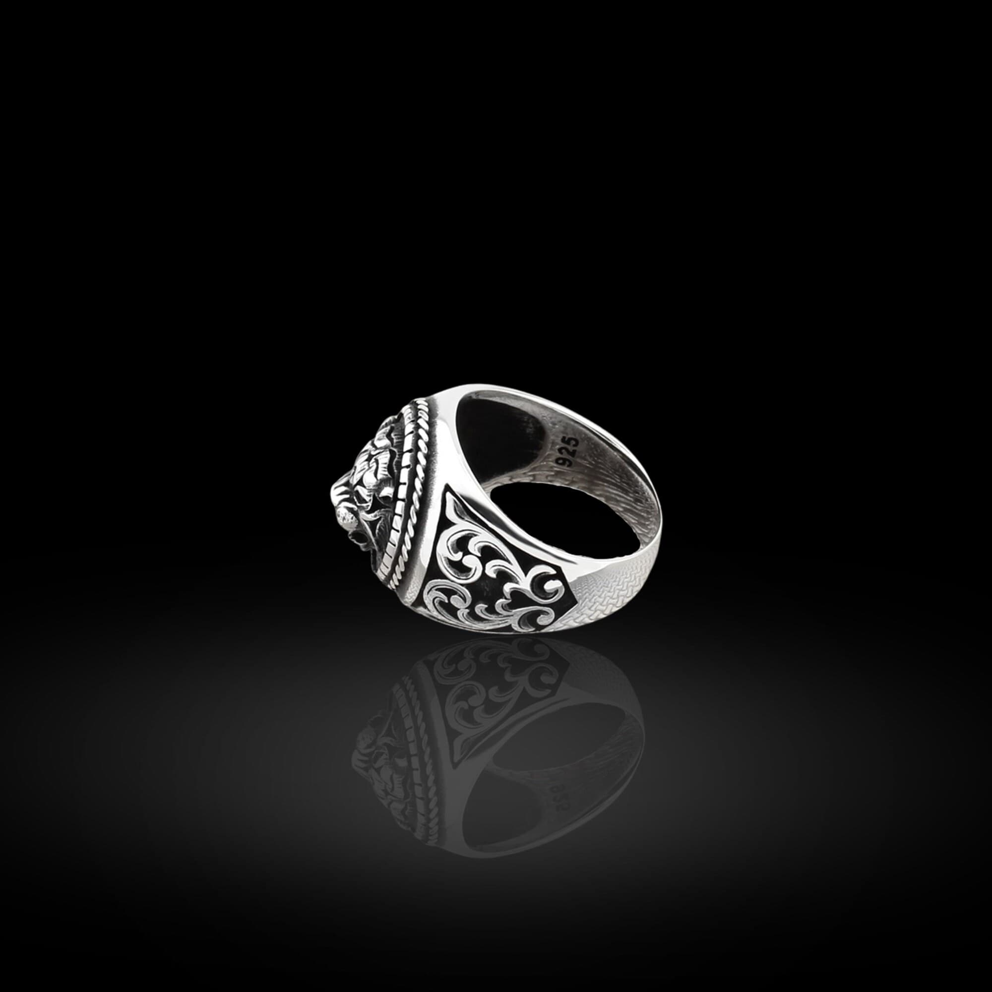 Sterling Silver Tiger Ring: Asian Biker Jewelry - image 3