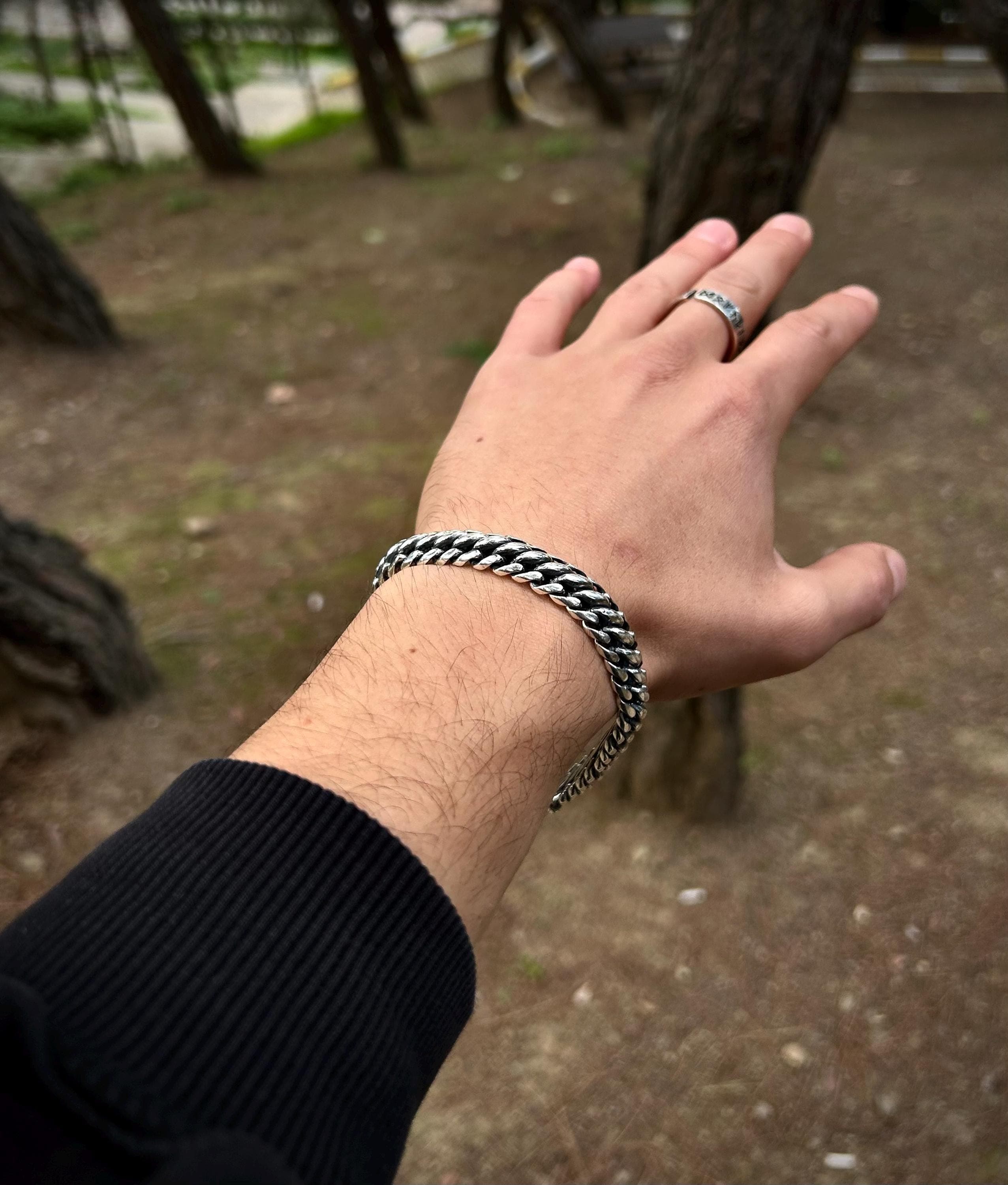 Handmade 925 Sterling Silver Chain Bracelet for Men: Heavy Jewelry - image 5