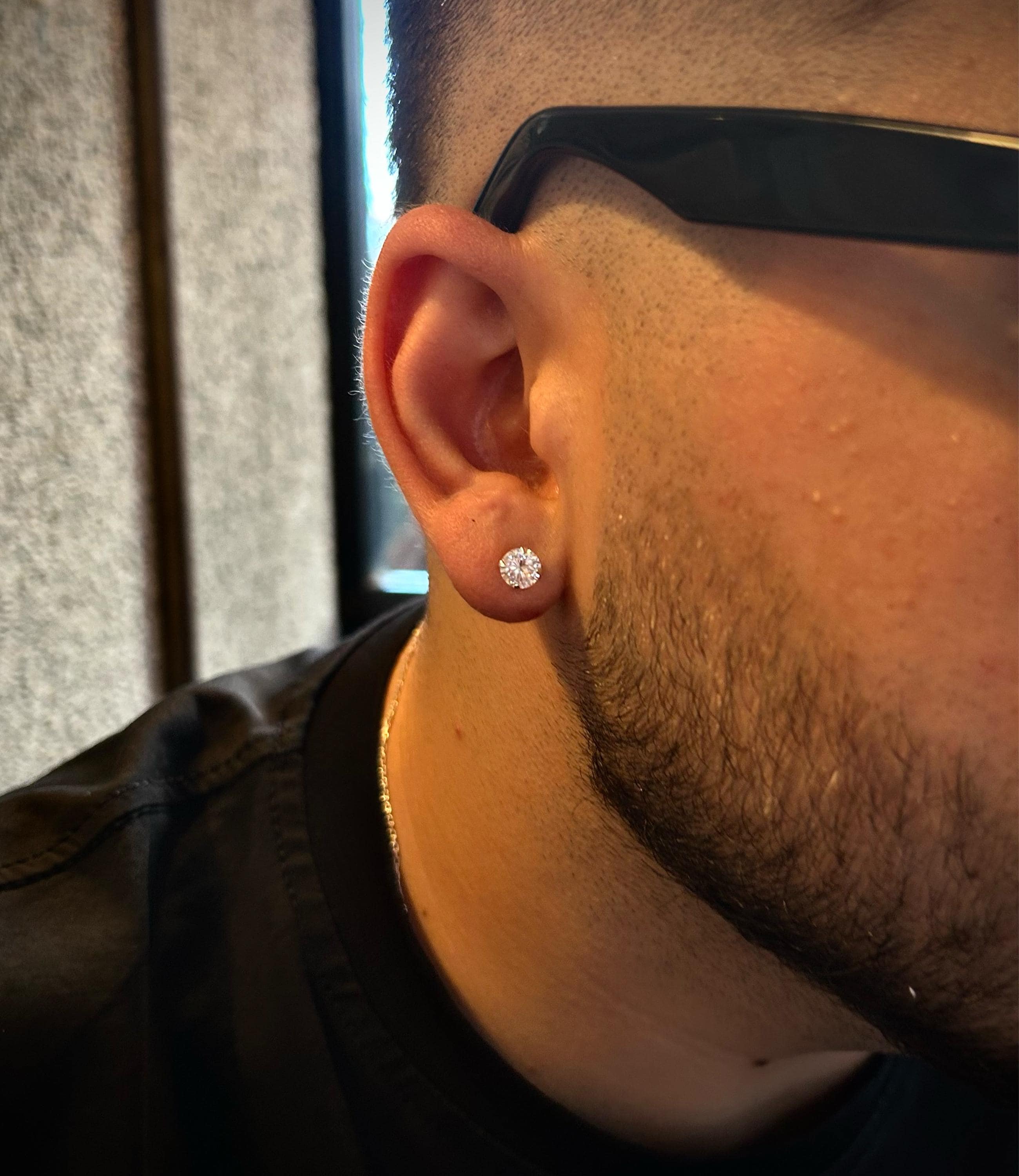 CZ Stud Earrings for Men: 925 Sterling Silver Ronaldo Style - image 4