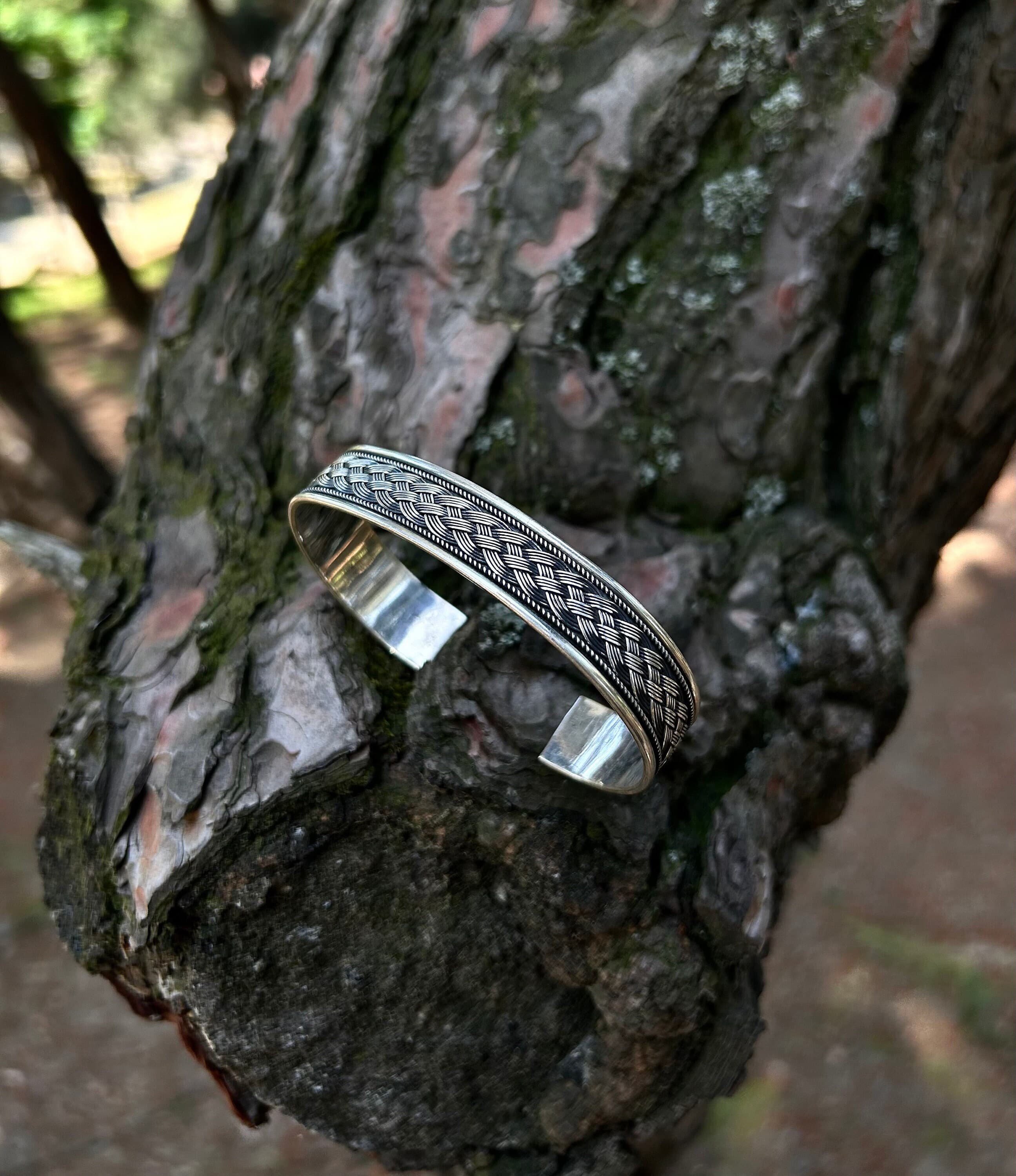 Handmade 925 Sterling Silver Knit Cuff Bracelet - Adjustable Braid Design