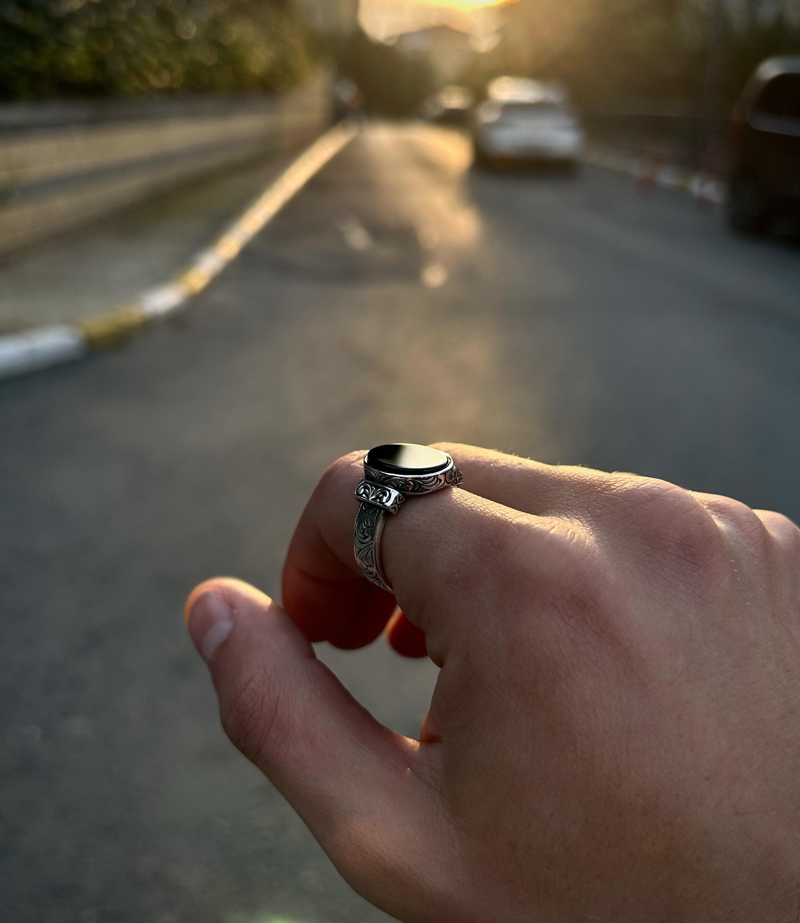 Men's Natural Black Onyx Ring | 925 Sterling Silver Real Stone Signet, Authentic Mens Jewelry - image 4