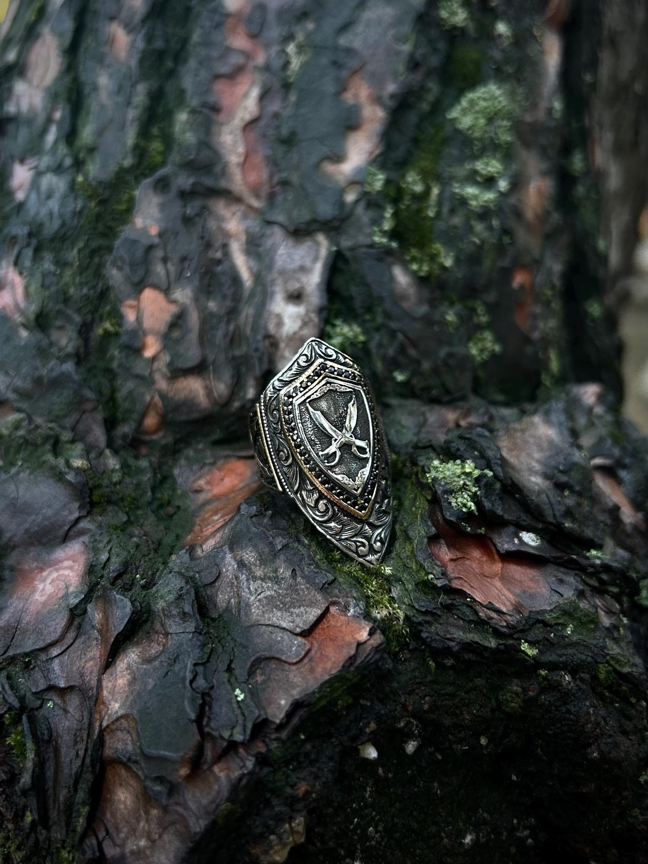 Zulfiqar Sword Thumb Ring: 925K Sterling Silver Shia Mens Ring