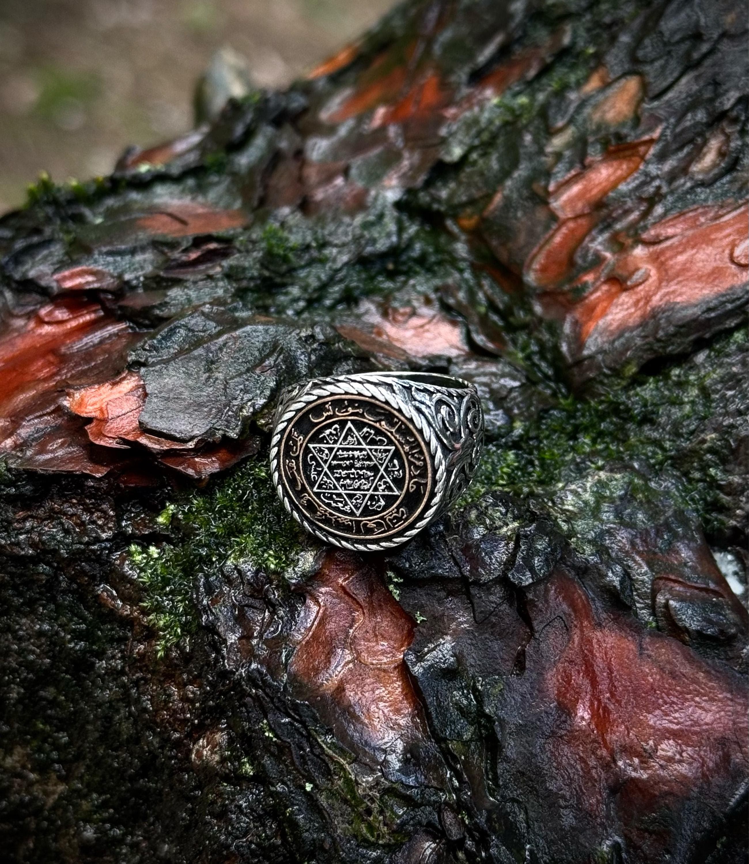 Seal of Solomon Signet Ring in 925 Sterling Silver with Hexagram Detail - image 3