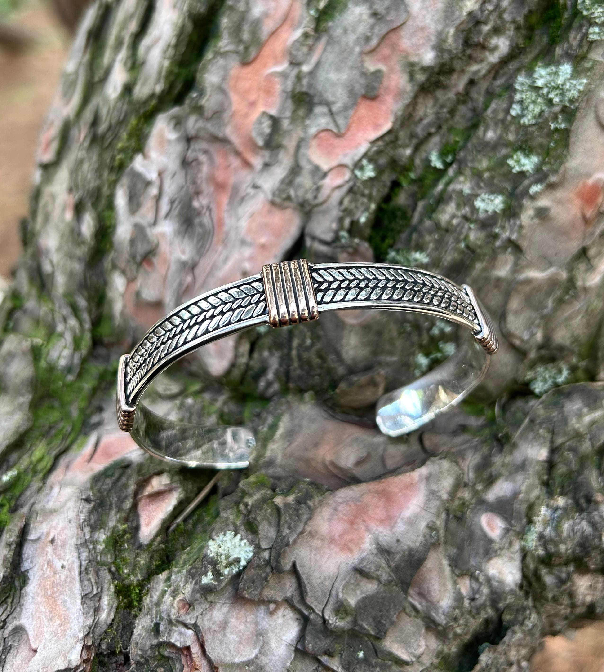 925K Sterling Silver Mens Cuff Bracelet: Adjustable Suit Jewelry - image 4