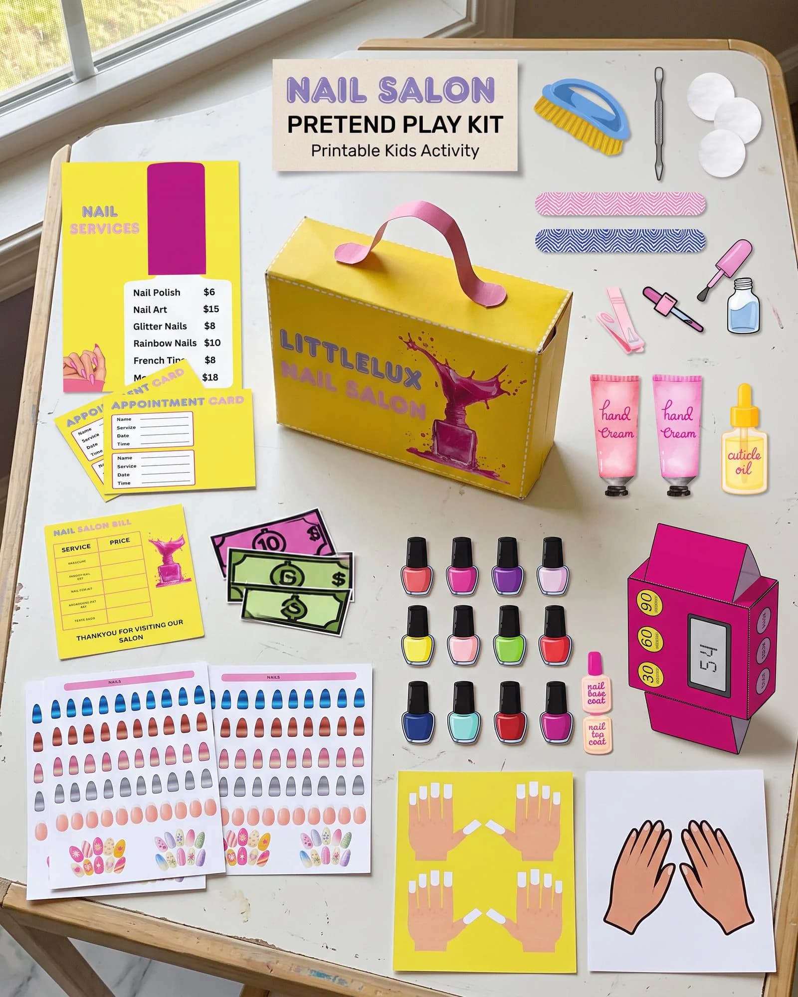 Printable Nail Salon Pretend Play Kit | Kids Nail Art Activity (Digital Download)