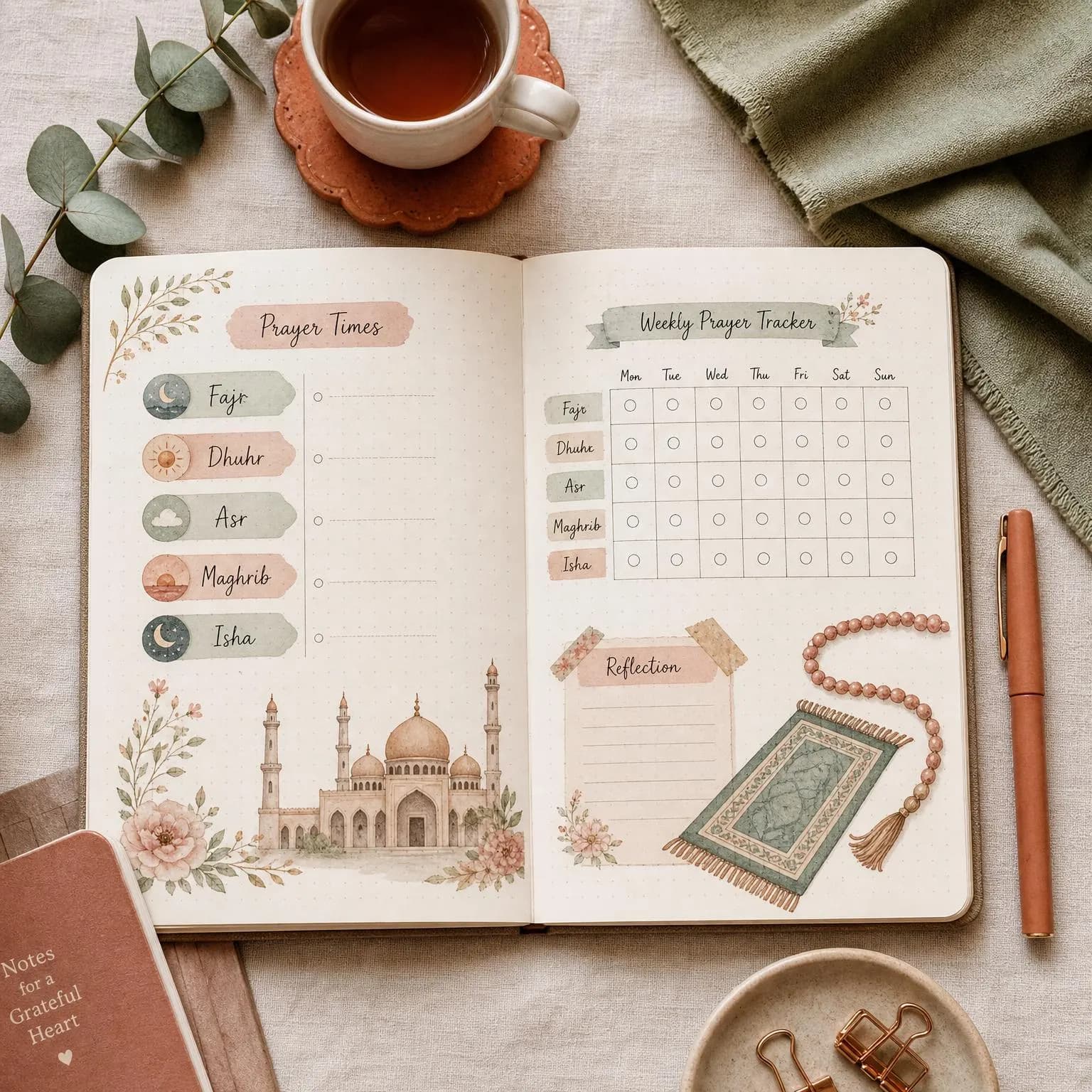 Salah Prayer Sticker Sheet | Islamic Watercolor Digital Planner Stickers (Instant Download) - image 4