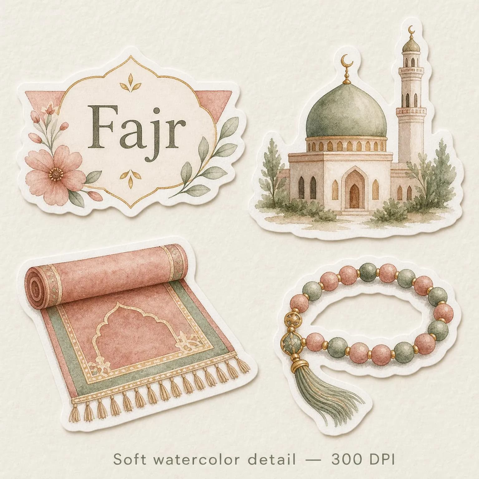 Salah Prayer Sticker Sheet | Islamic Watercolor Digital Planner Stickers (Instant Download) - image 5