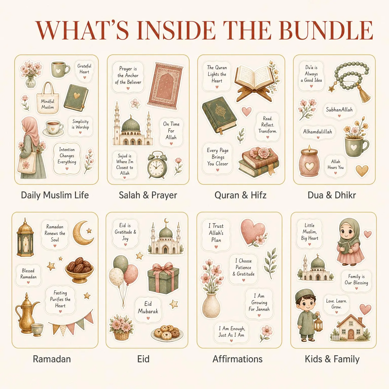 Islamic Sticker Bundle | 8 Sheets Muslim Planner, Ramadan, Eid (Digital Download) - image 3