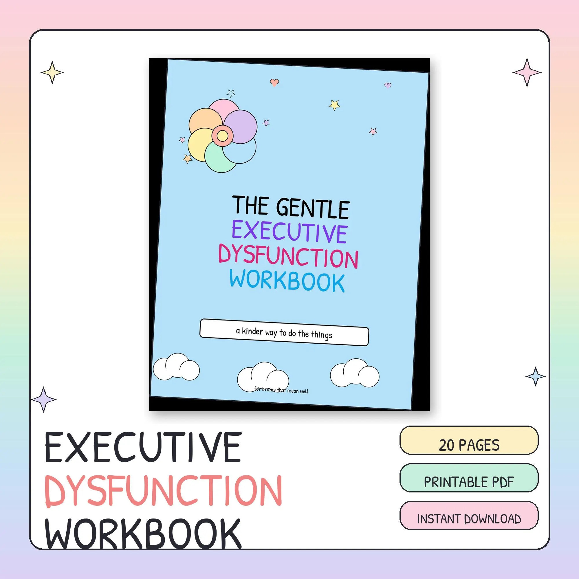 Gentle Executive Dysfunction Workbook | ADHD Brain Dump, Task Breakdown, Anchor Plan (Printable PDF)