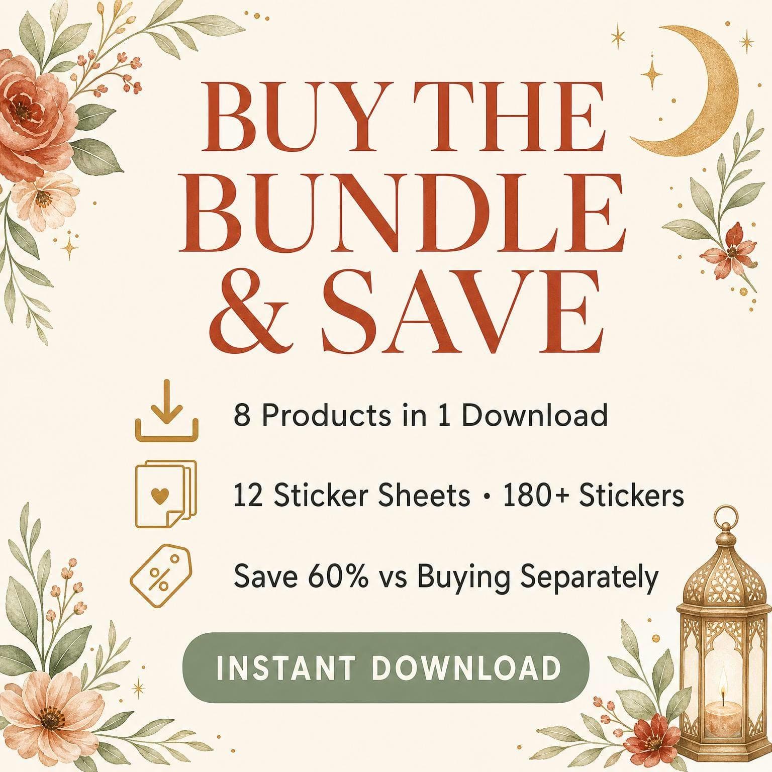 Islamic Sticker Bundle | 8 Sheets Muslim Planner, Ramadan, Eid (Digital Download) - image 4