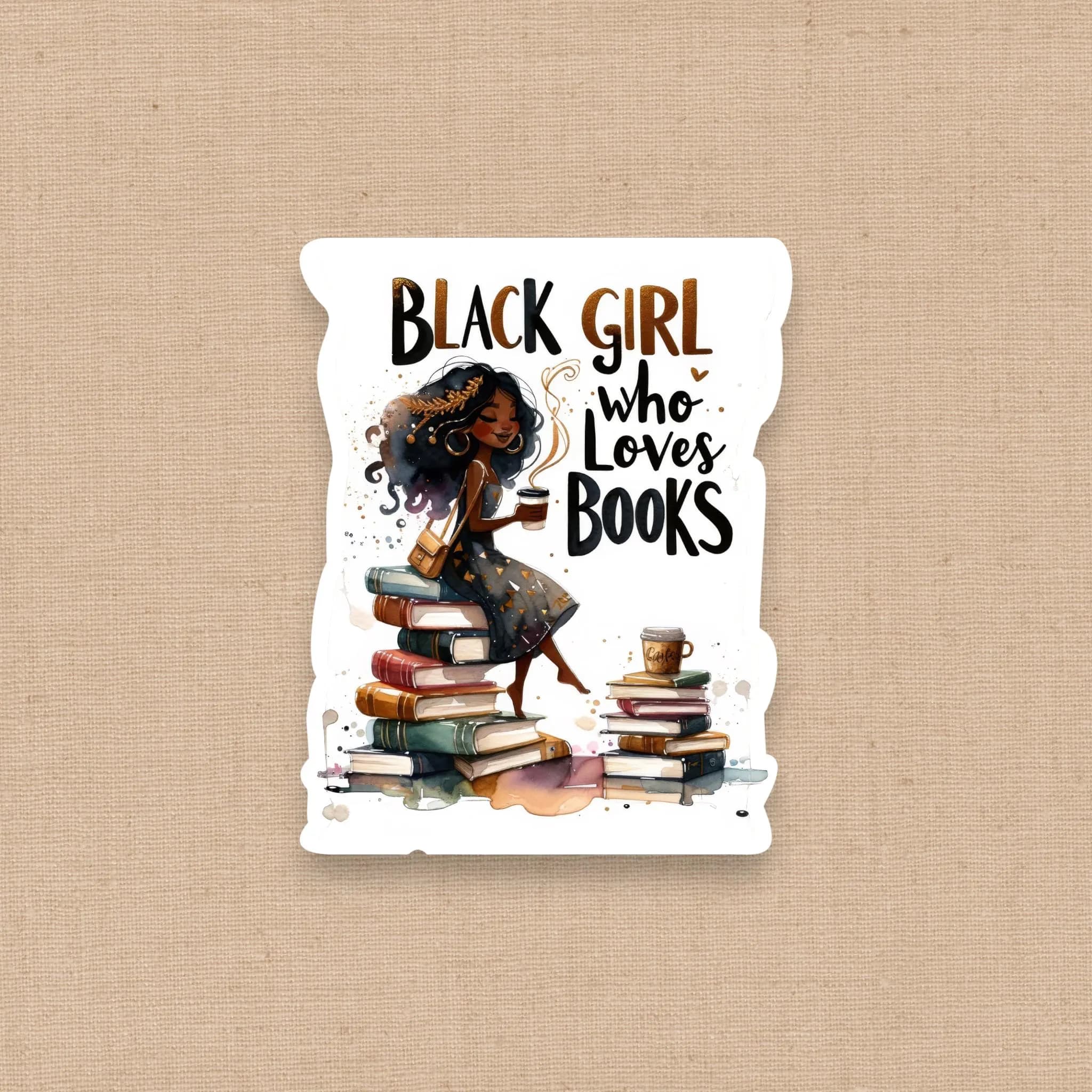Black Girl Who Loves Books Sticker, Black Woman Who Loves to Read, Black Girl Stationery, African American Book Lover, Cute Kindle Sticker