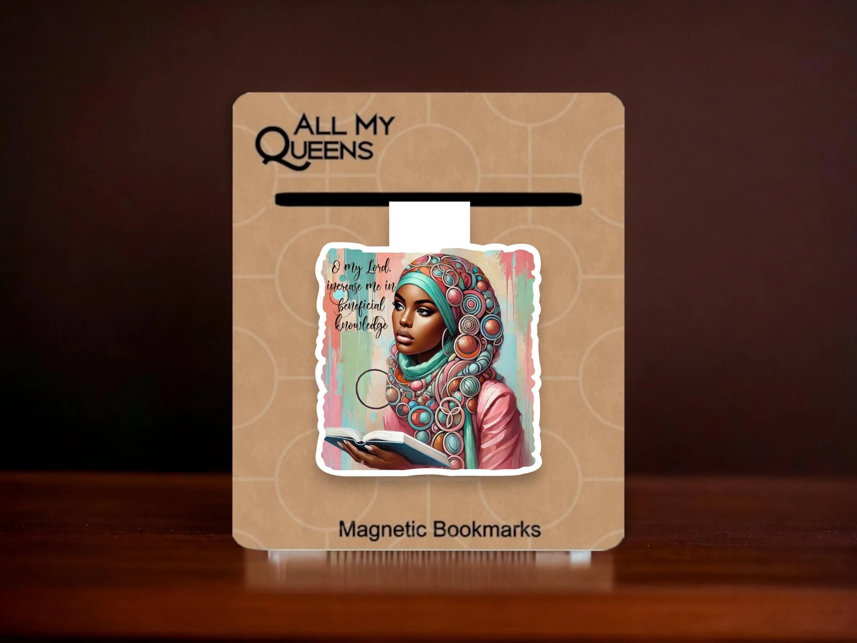 Beneficial Knowledge Magnetic Bookmark, Black Woman Who Loves to Read, Muslim Reader, African American Book Lover, Hijabi Bookmark