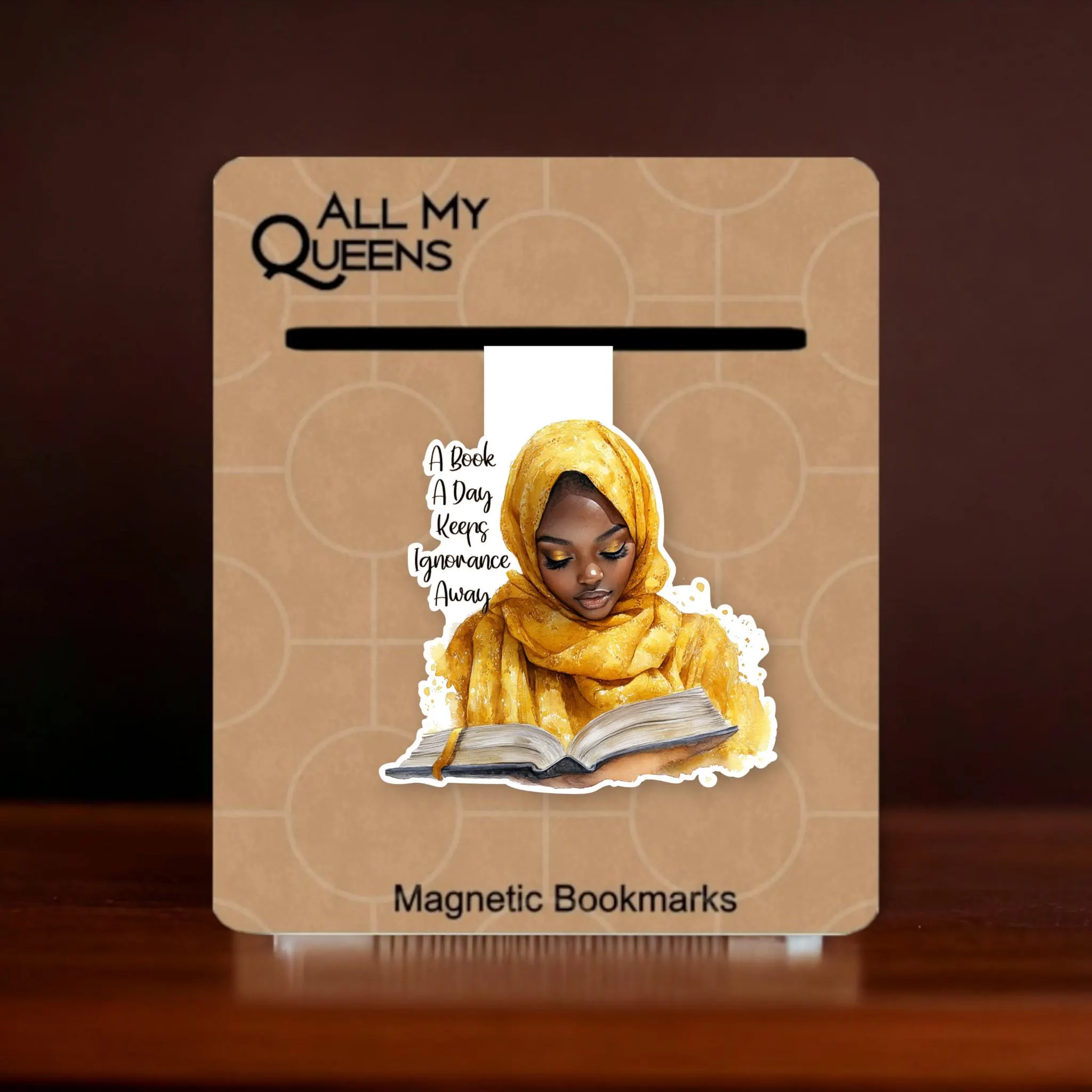 A Book A Day Magnetic Bookmark, Black Woman Who Loves to Read, African American Book Lover, Hijabi, Cute Bookmark Stationery, Muslim Woman