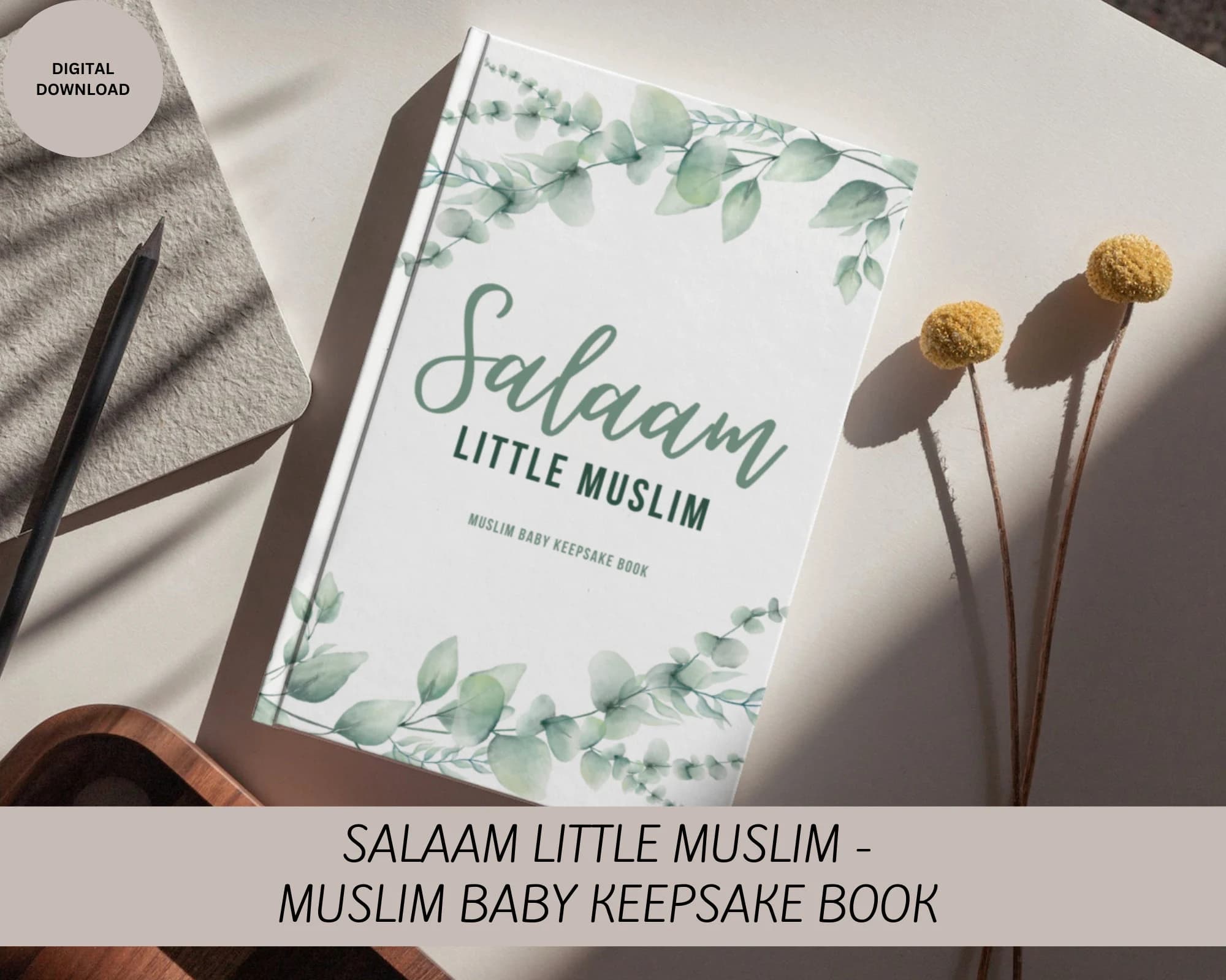 Salaam Little Muslim - Muslim Baby Keepsake Book - Baby Memory Photo Book with Quran and Hadith References - 80 Pages -Digital Print