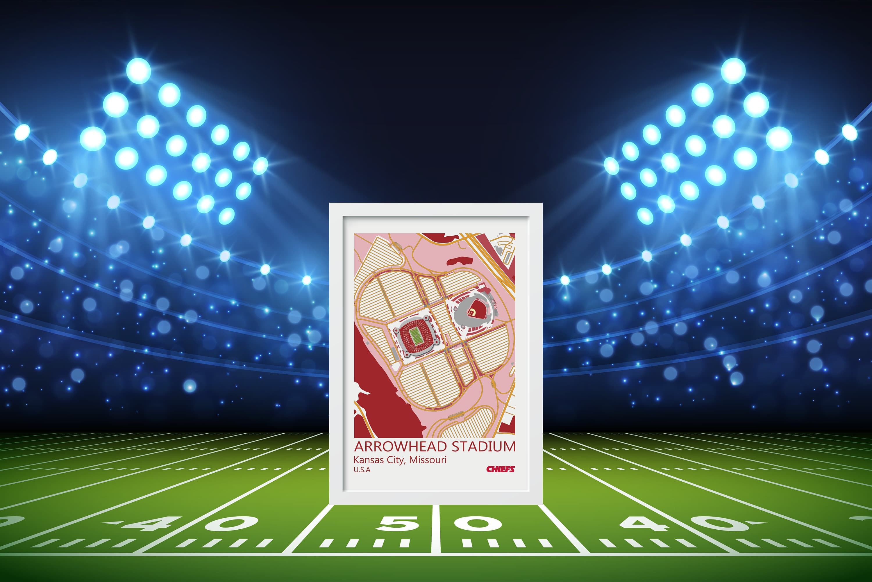 Arrowhead Stadium Map Art Print, Kansas City Chiefs, NFL (Digital Download) - image 5