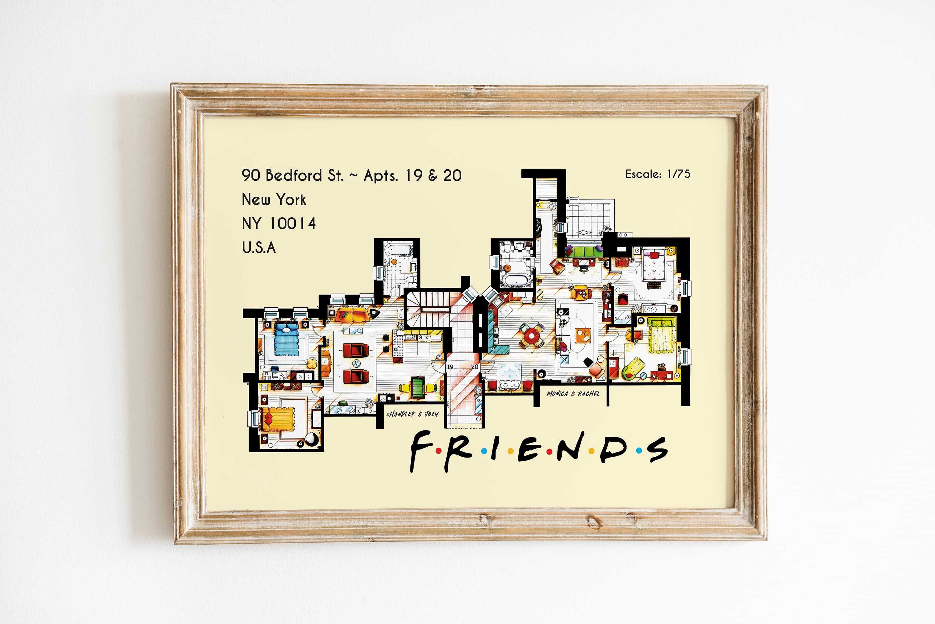 Friends Apartment Floor Plan Art – TV Show Decor (Digital Print)