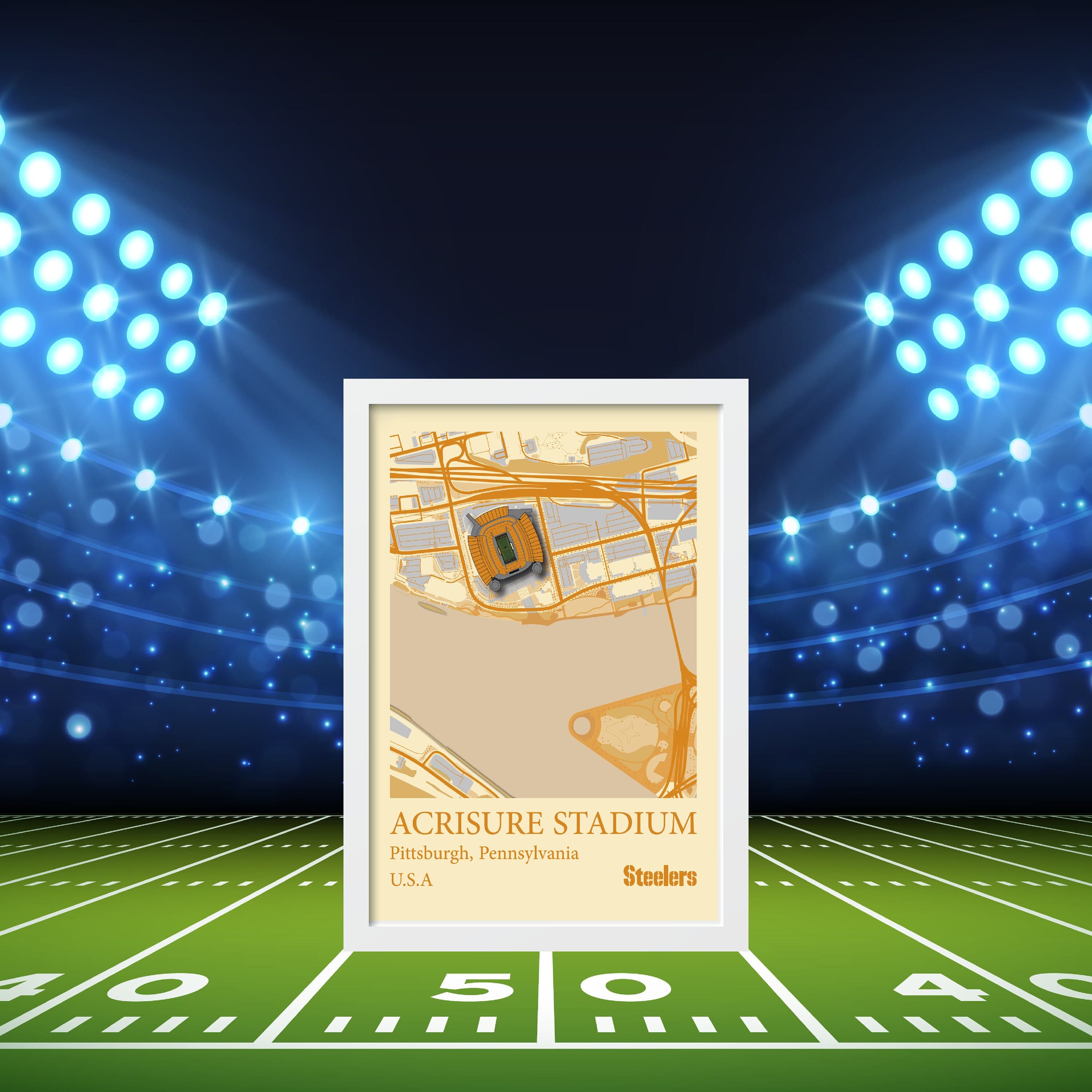 Acrisure Stadium Map Art, Pittsburgh Steelers, NFL Print (Digital Download) - image 5