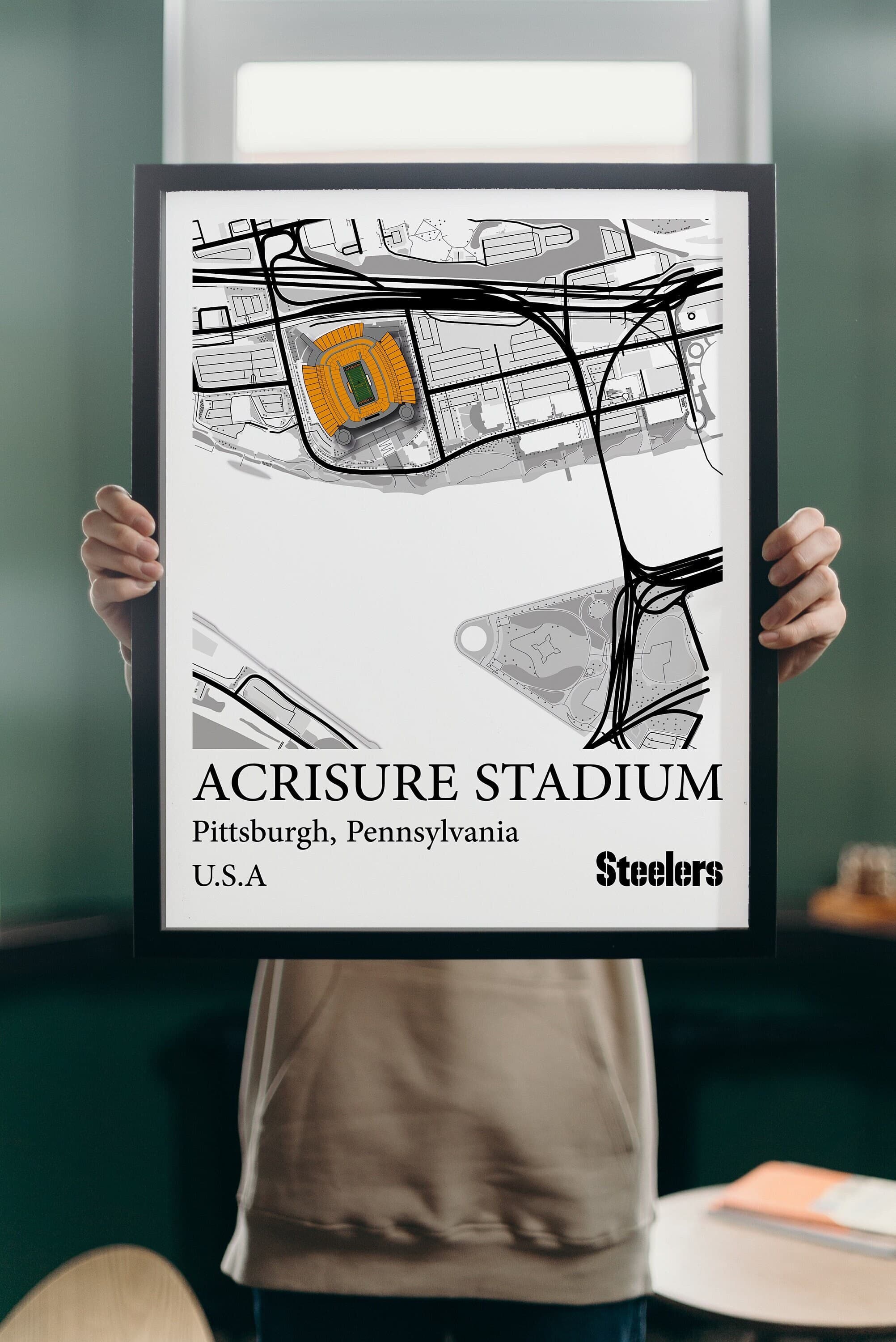 Acrisure Stadium Map Print, Pittsburgh Steelers, NFL Poster (Digital Download) - image 4