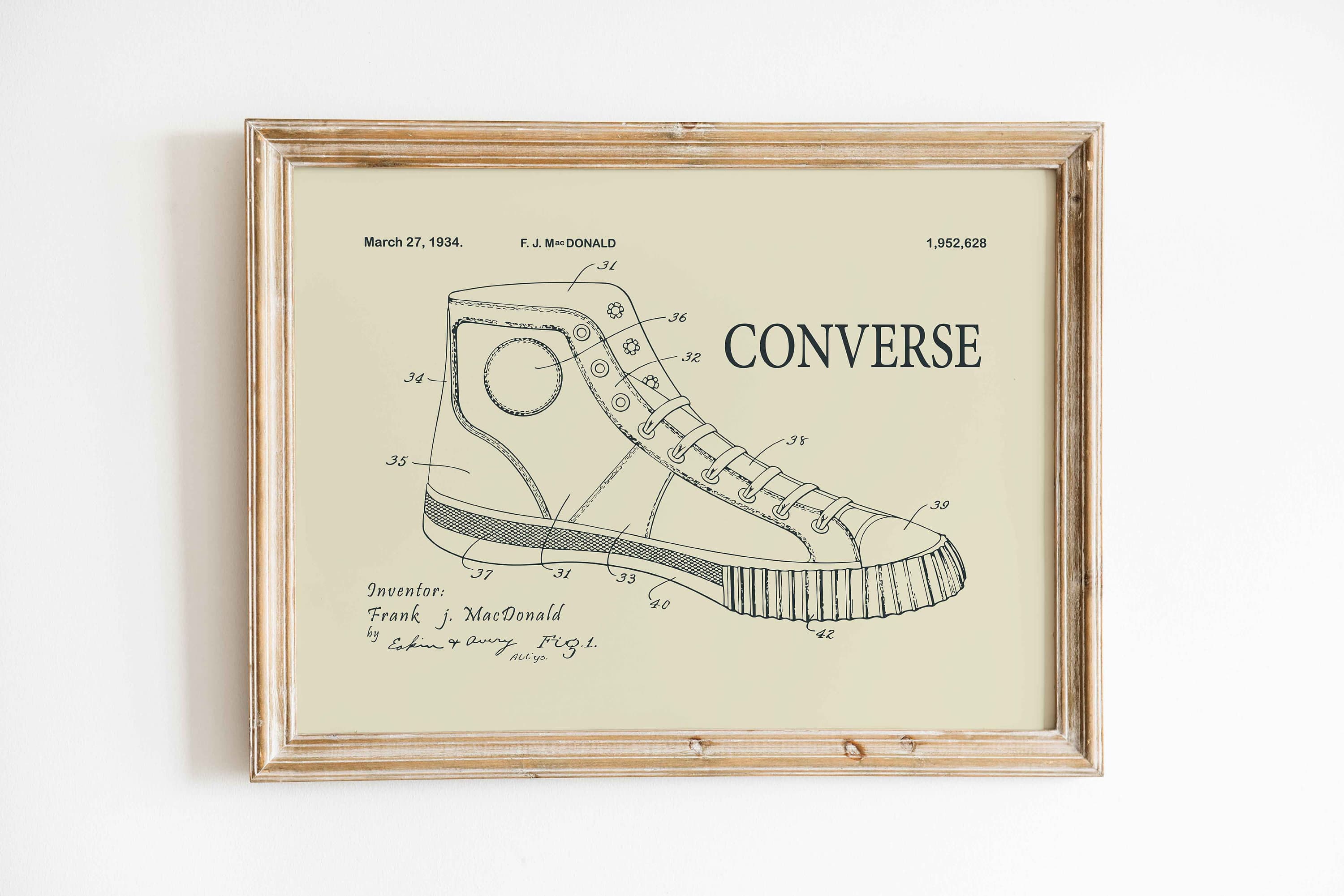 1934 All stars Converse Shoe Patent Print - Artptints DIGITAL DOWNLOAD