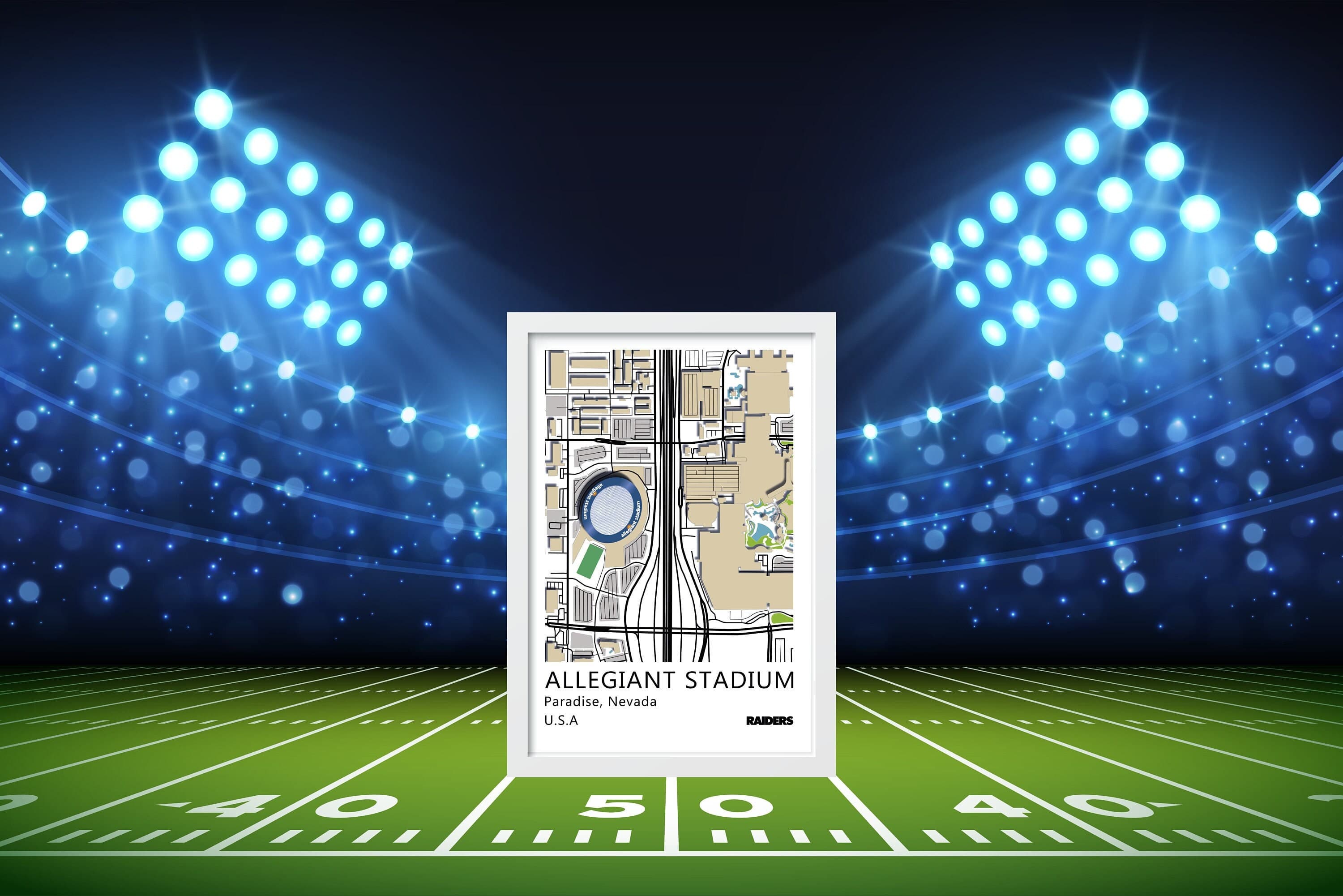 Allegiant Stadium Map Print, Las Vegas Raiders, NFL Art (Digital Download) - image 4