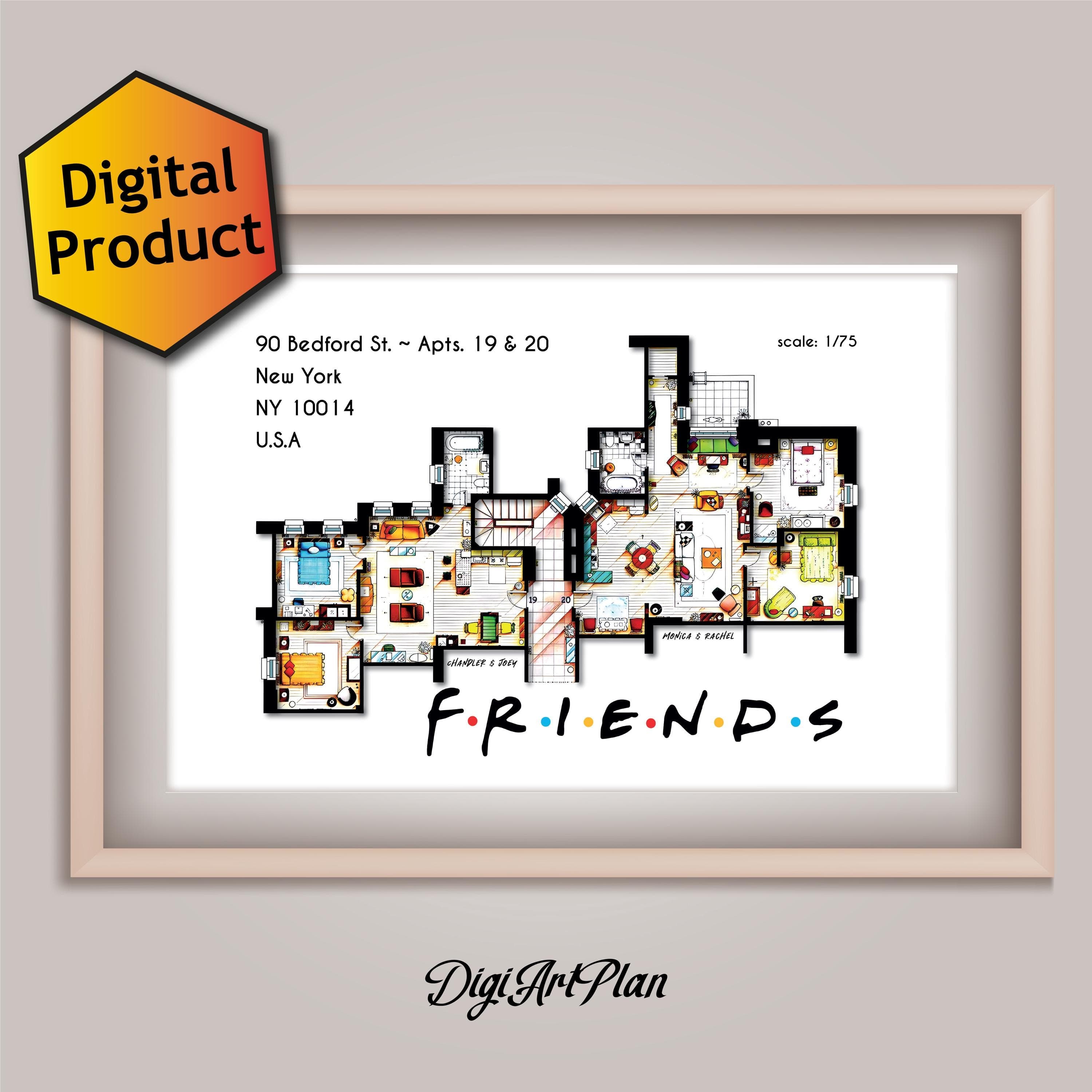 Friends TV Show Apartment Floor Plan (Digital Download) - image 3