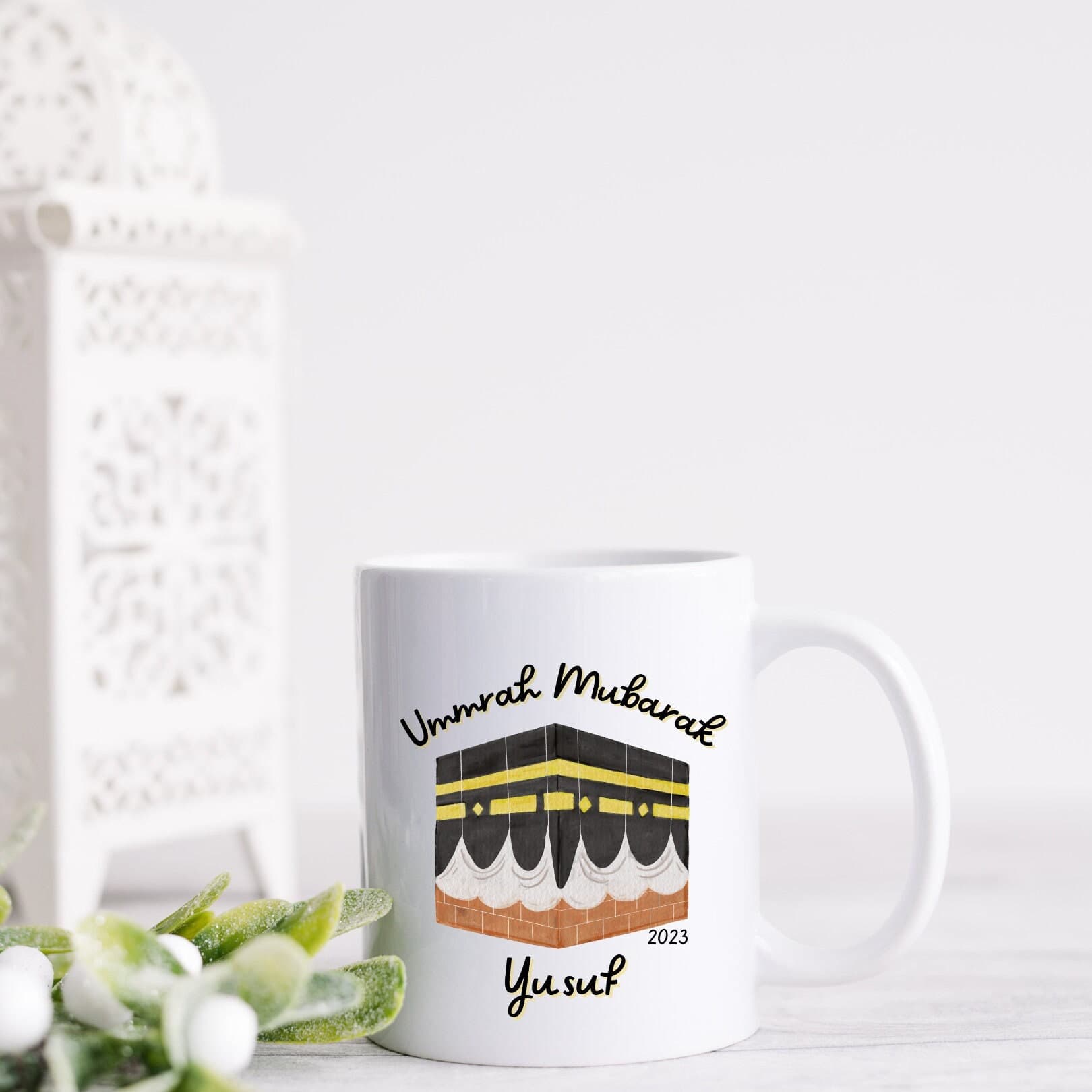 Ummrah Mubarak ENGLISH Mug, V2.0, Ummrah Gift, Islamic Gift, Personalized Ummrah Gift, Eid Gift, Islam Gift, Ramadan, Kaaba Mug