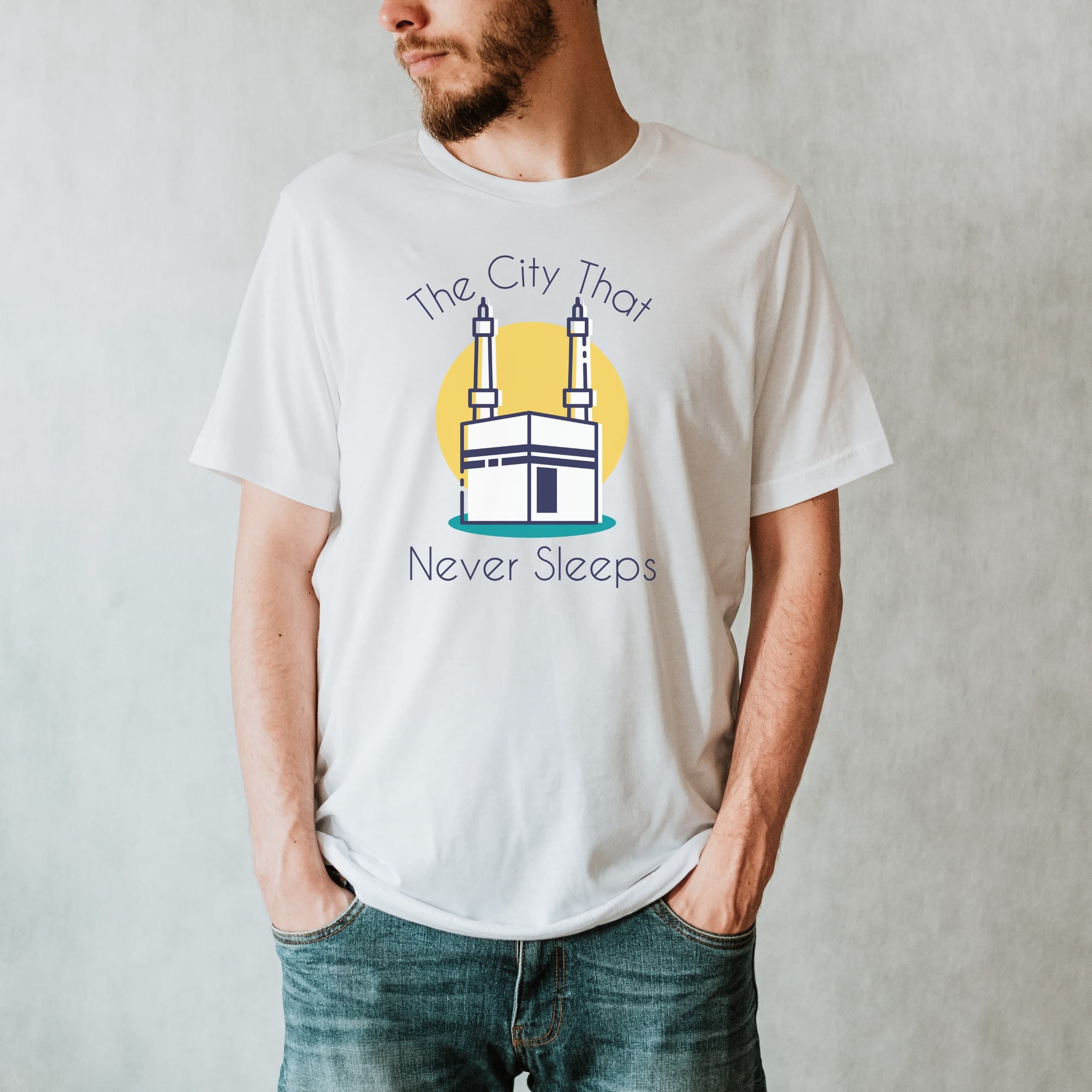 The City That Never Sleeps T-Shirt V2.0, Mecca, Ramadan, Eid Gift, Ummrah Gift, Hajj Gift, Muslim, Islamic shirt, Eid Shirt, Makkah Shirt - image 3