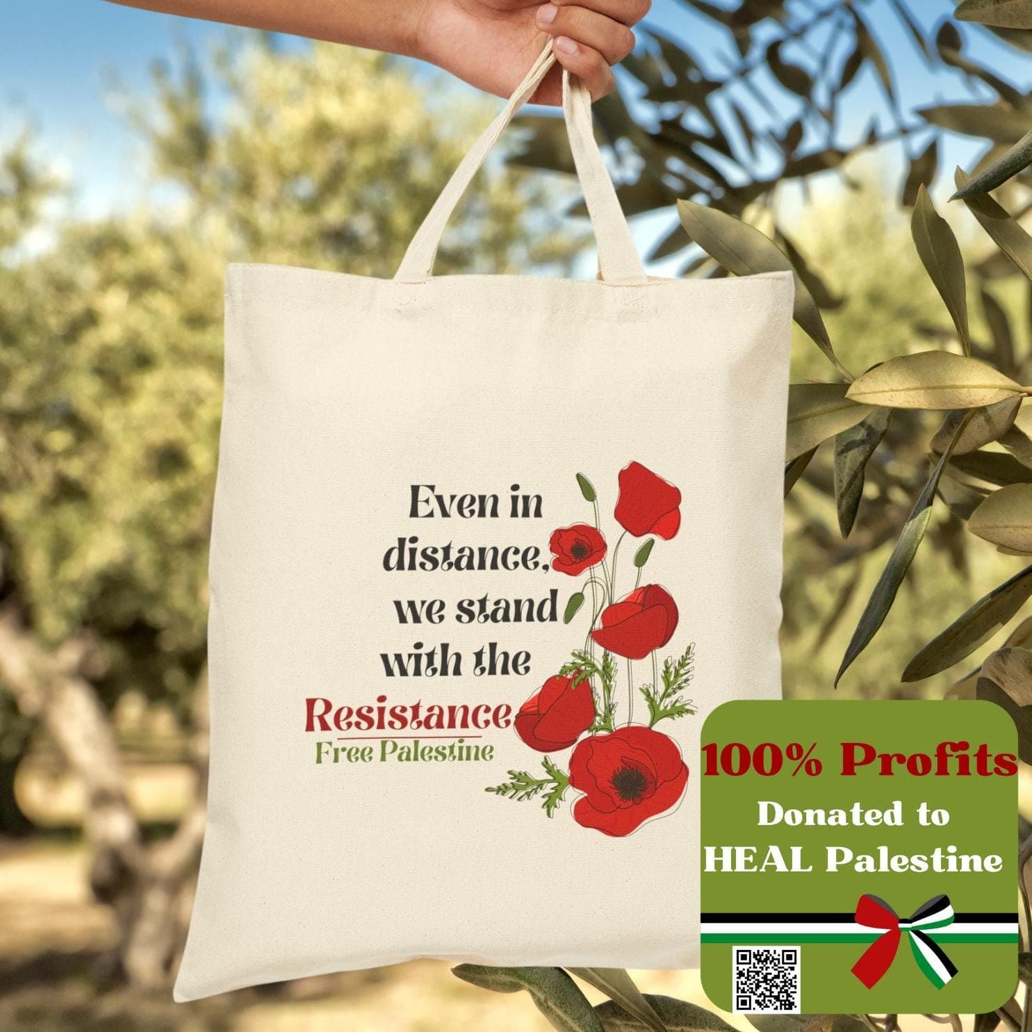 100% Profits Donated, Palestinian Resistance, Palestine Poppy Bag, Viva Viva Palastina, Free Palestine, Ceasefire Now, Freedom, Gaza, peace