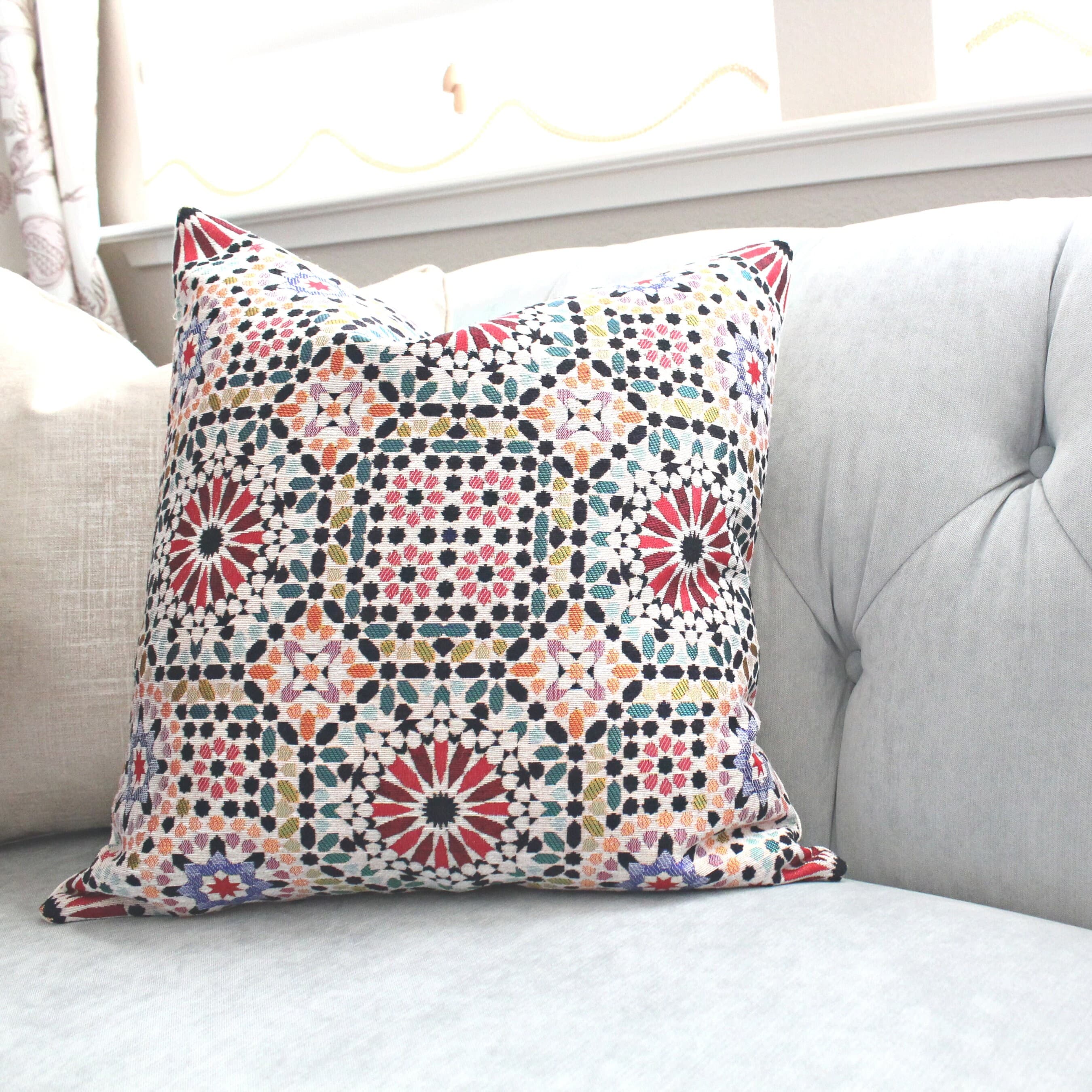 Turkish Moroccan Geometric Design Pillow Covers, Arabesque, Moroccan design, Modern home, Abstract, Moroccan tile design, Kilim design - image 4