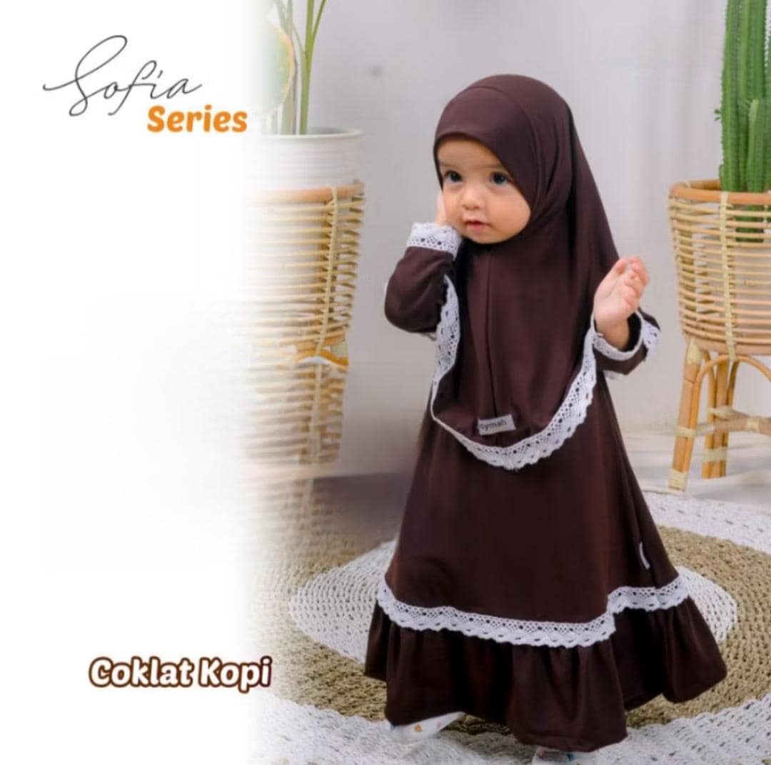 0-3 years old Baby hijab and dress Dark Coffe colour SOFIA series | toddler hijab | children hijab