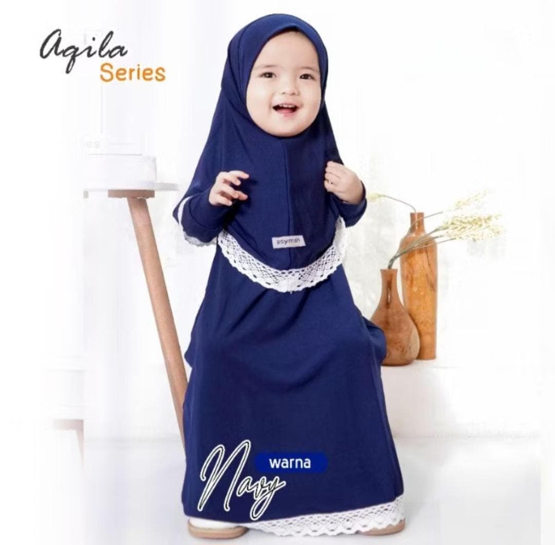 0-3 years old Baby hijab and dress Navy colour AQILA series | toddler hijab | children hijab