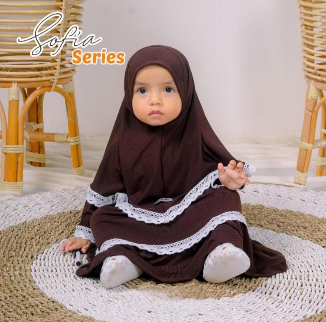 0-3 years old Baby hijab and dress Dark Coffe colour SOFIA series | toddler hijab | children hijab - image 4