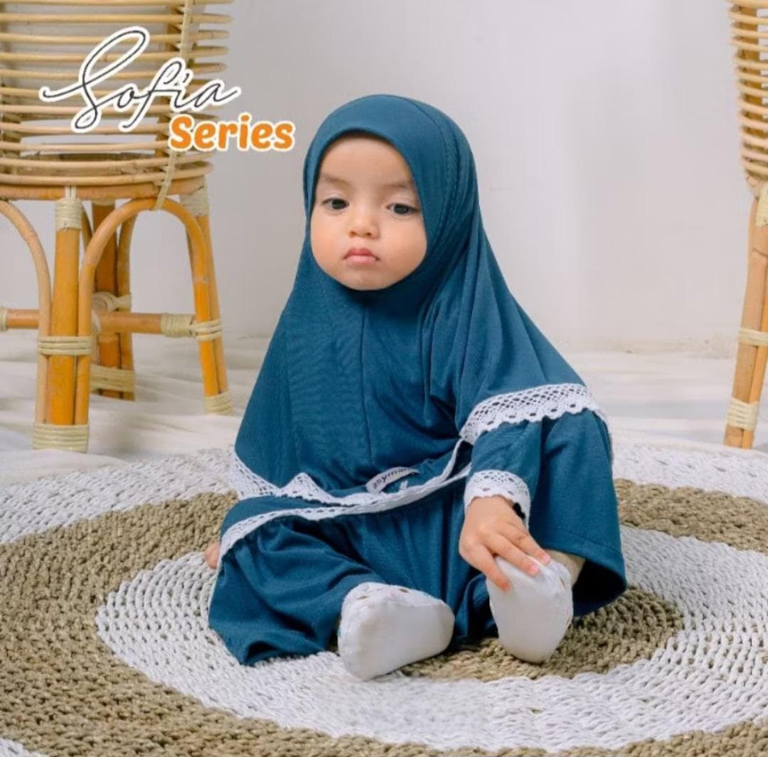 0-3 years old Baby hijab and dress TEAL colour SOFIA series | toddler hijab | children hijab - image 4