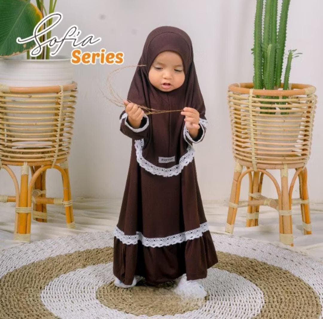 0-3 years old Baby hijab and dress Dark Coffe colour SOFIA series | toddler hijab | children hijab - image 3
