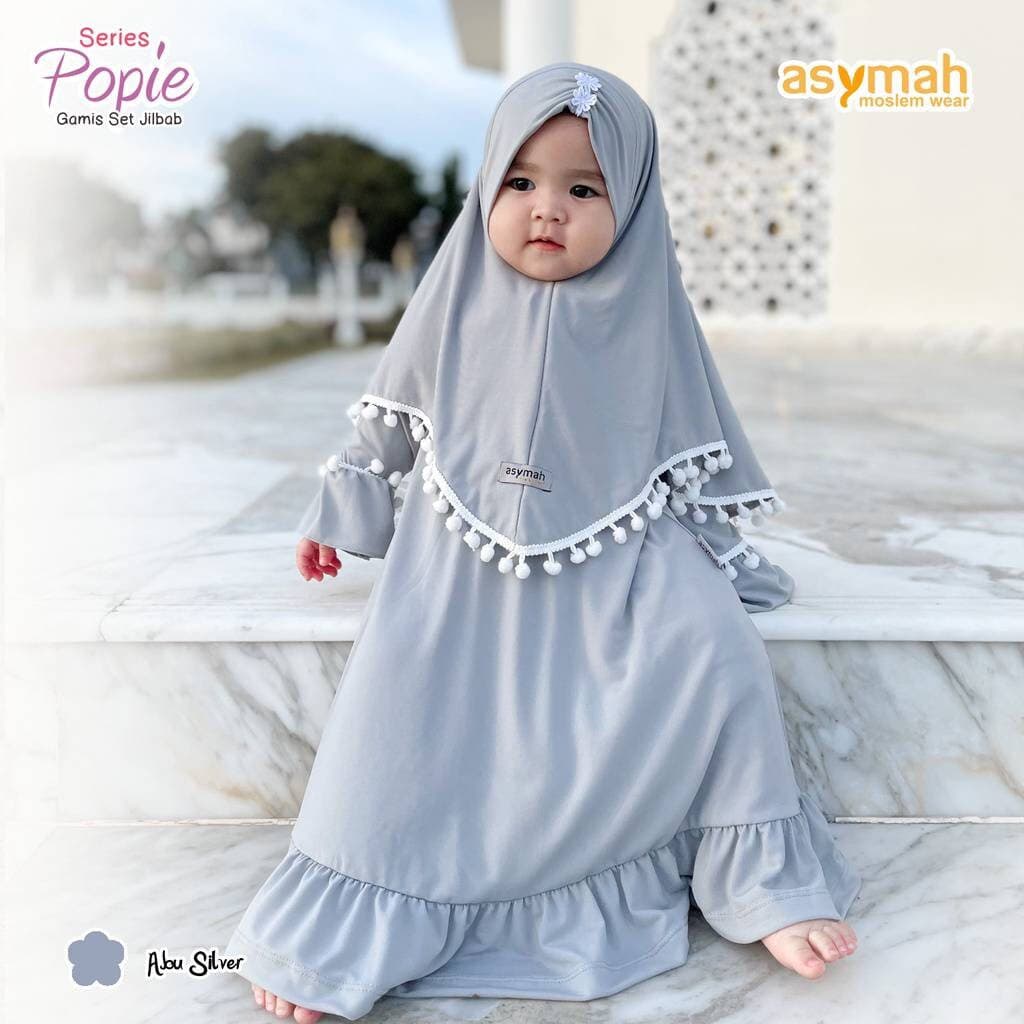 0-3 years old Baby hijab and dress SILVER colour POPI series - image 3