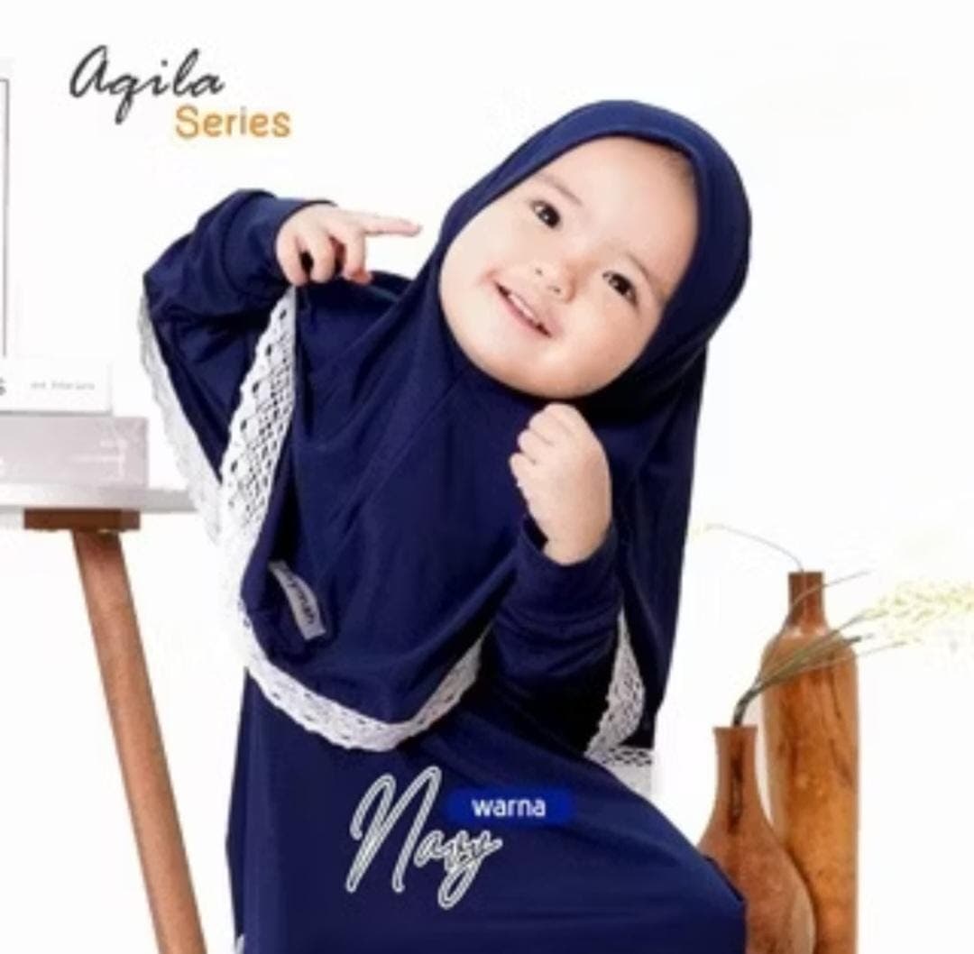 0-3 years old Baby hijab and dress Navy colour AQILA series | toddler hijab | children hijab - image 3