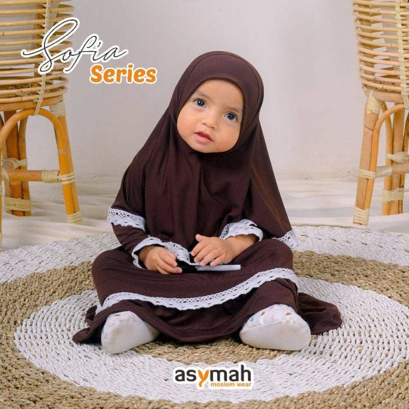 0-3 years old Baby hijab and dress dark brown colour SOFIA series - image 3