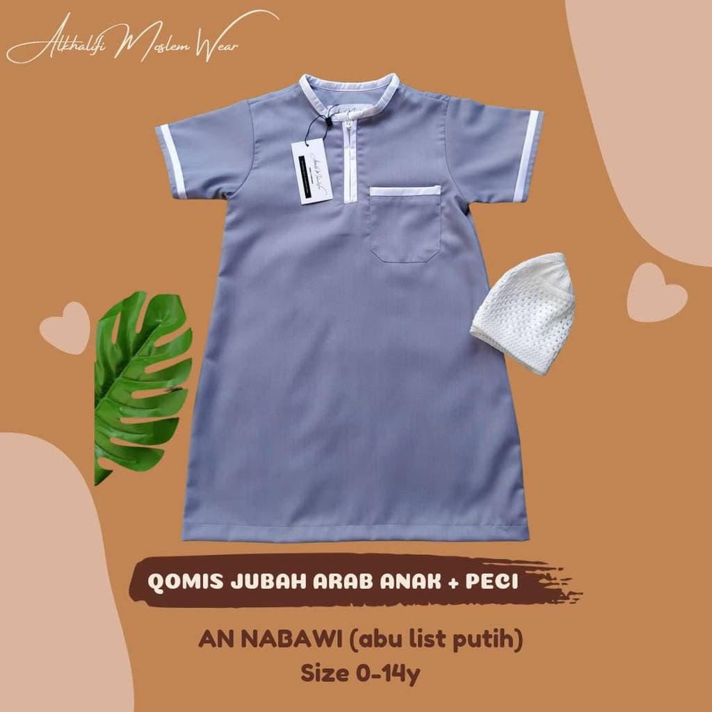 Baby abayas baby thobe for muslim boys with kopiah (prayerhat) gray colour - image 5