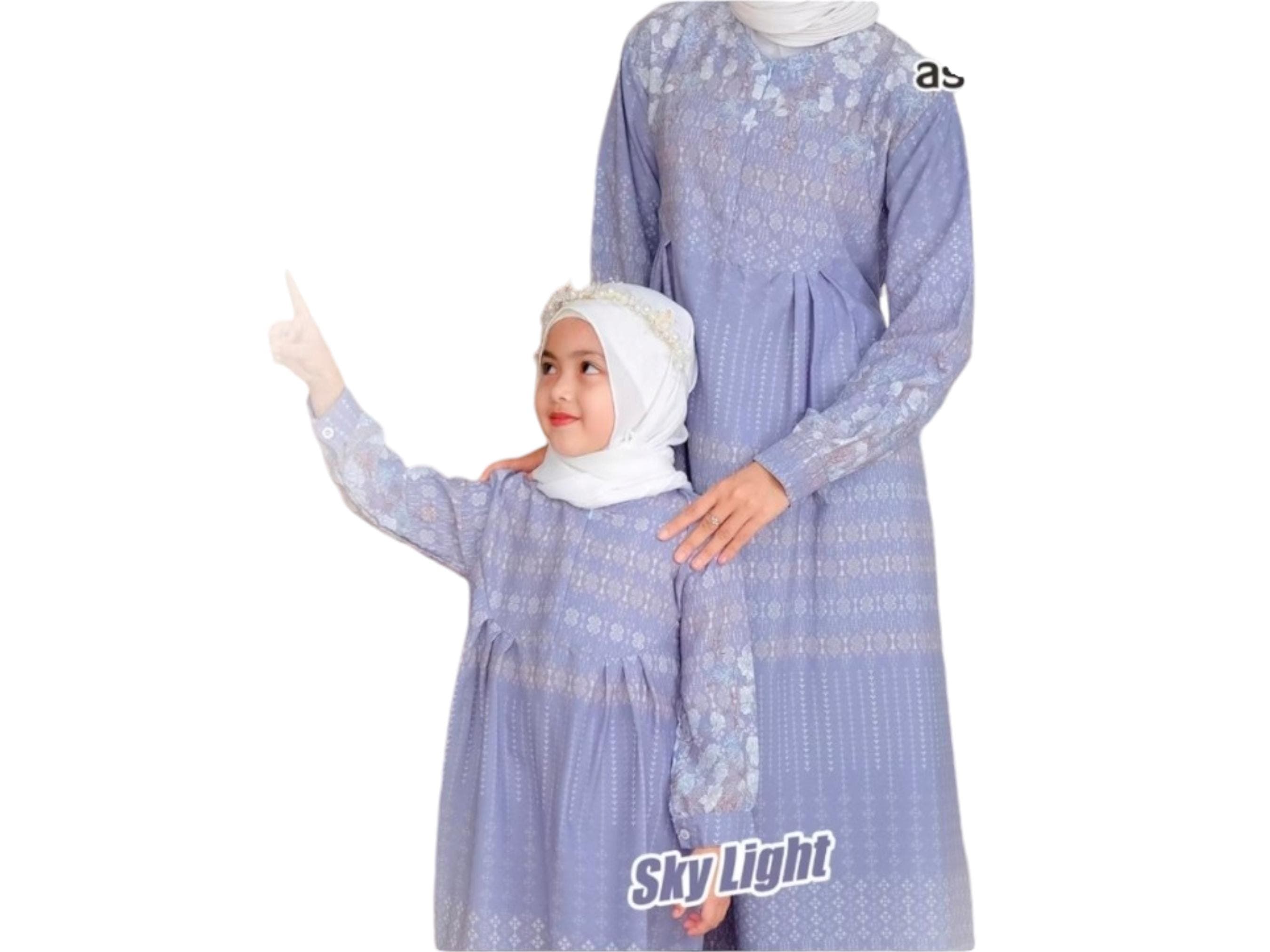 Abaya Dress EID Series for moms and girls, Limited item sky blue colour - image 3