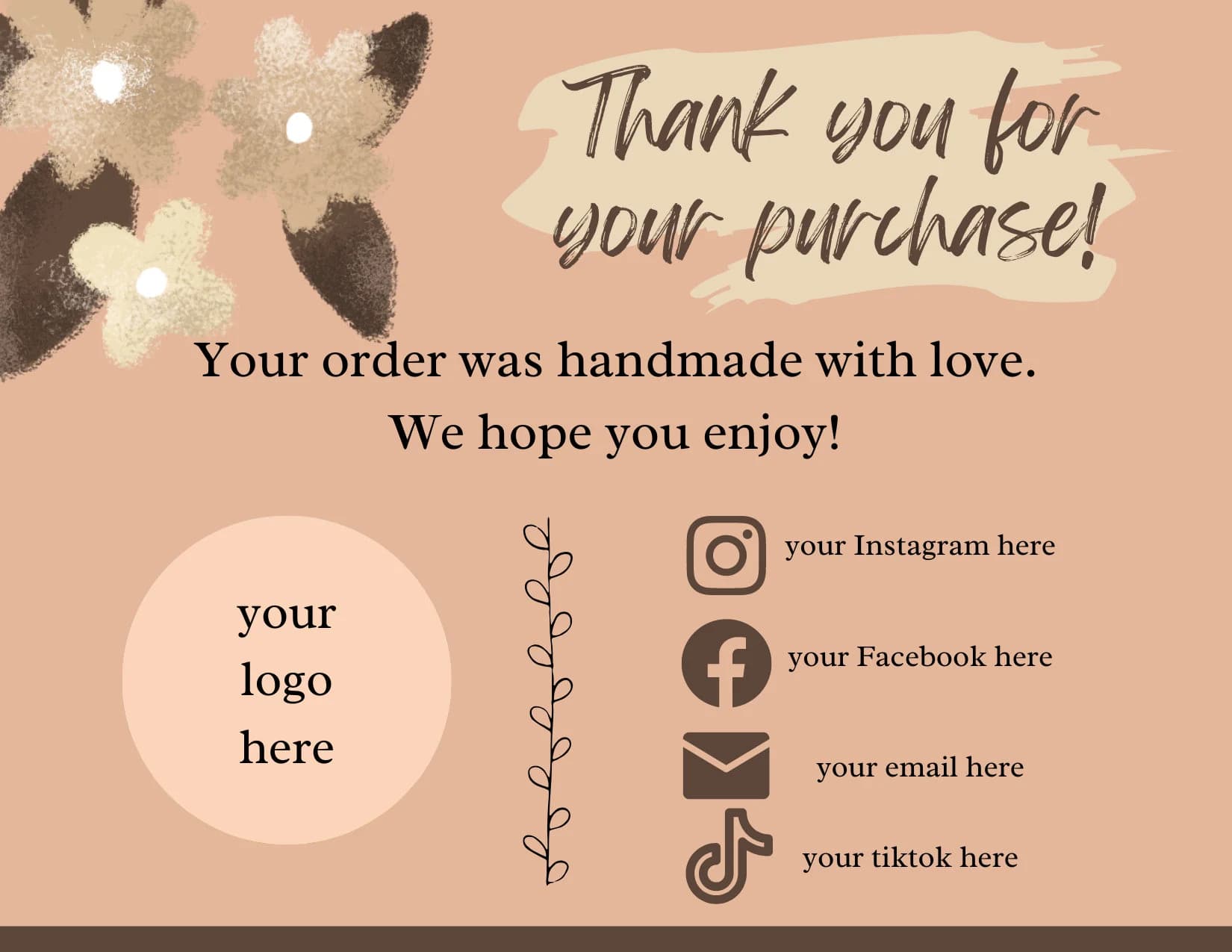 Thank you postcard template editable for small business, customizable, Thanks for your purchase card, printable business thank you card - image 3