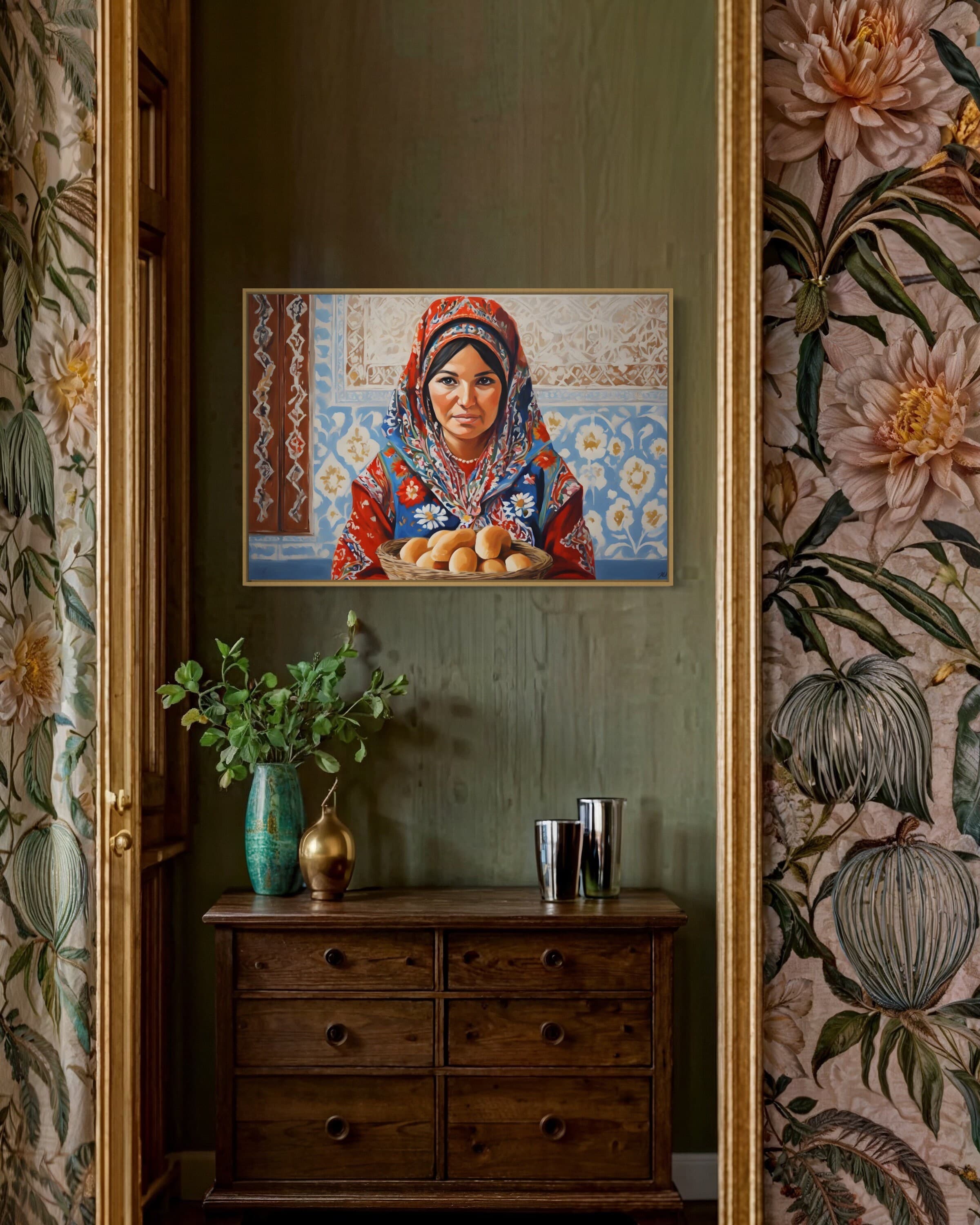 Middle Eastern Woman Portrait, Vintage Oil Painting Art Print (Digital Download) - image 3